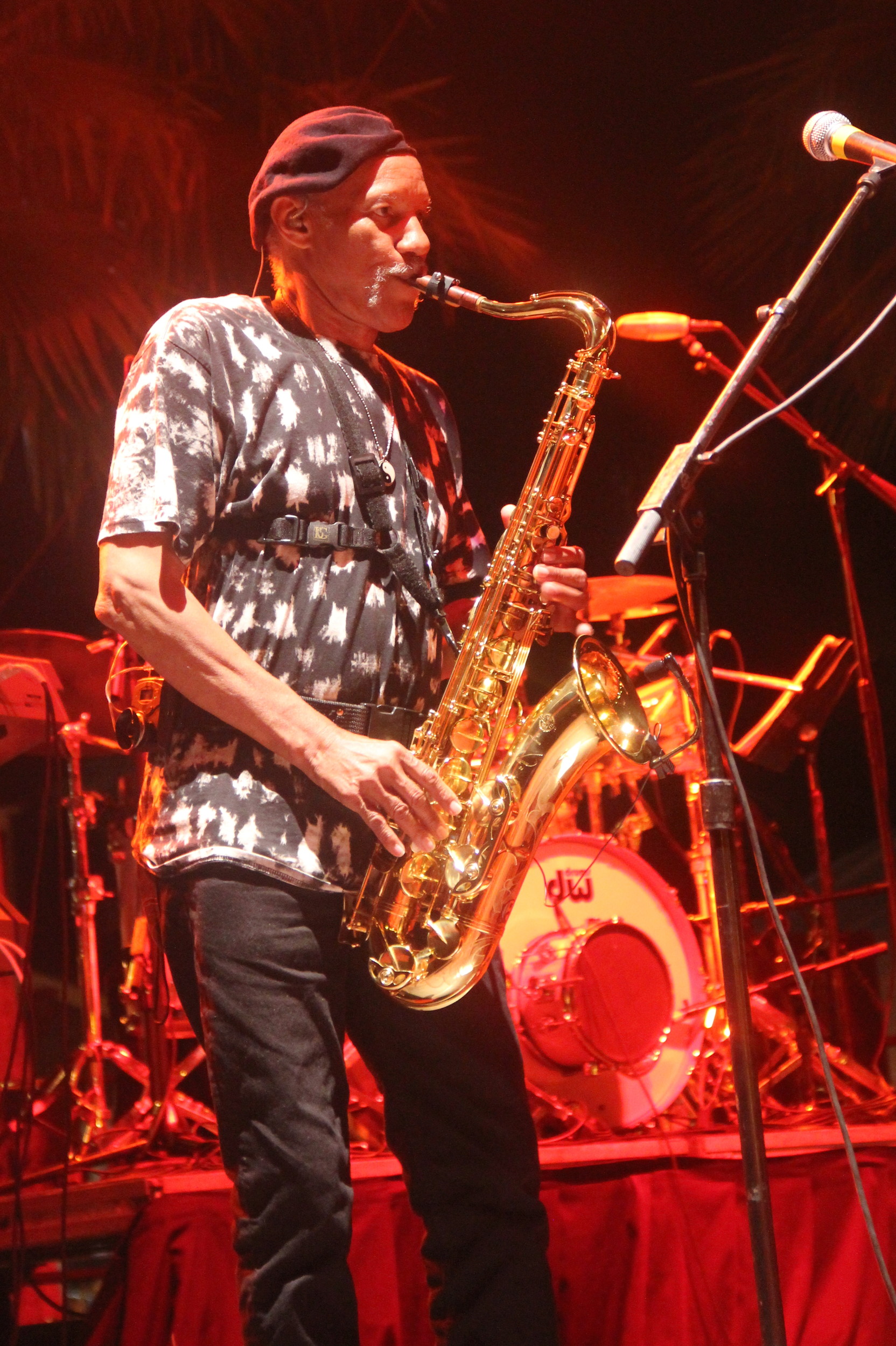 Charles Neville on saxophone accompanying his brother Aaron.