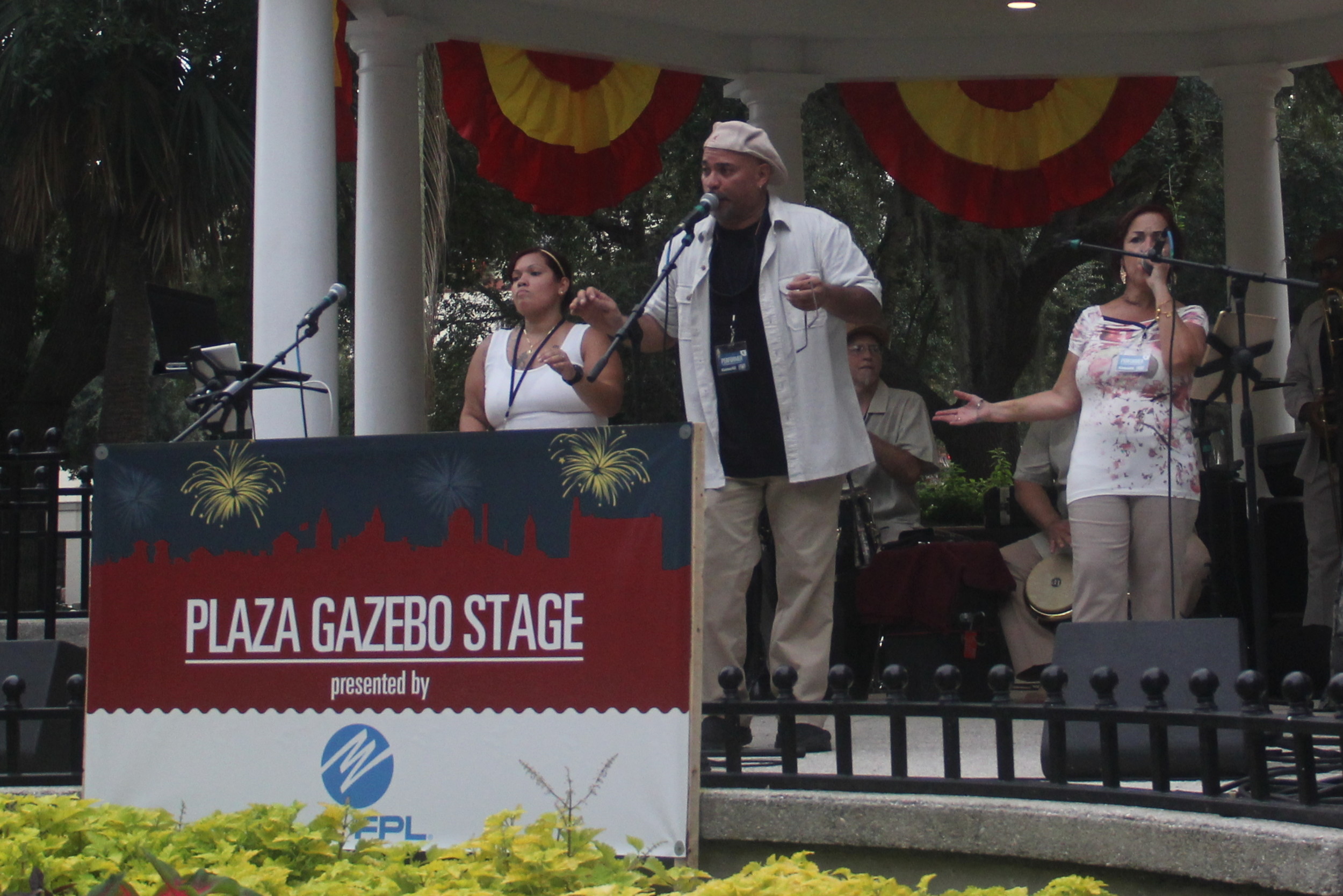 There were several smaller stages and concerts going on during St. Augustine’s 450th Anniversary Celebration. El Conjunto Tropical performs on the Plaza Gazebo stage.