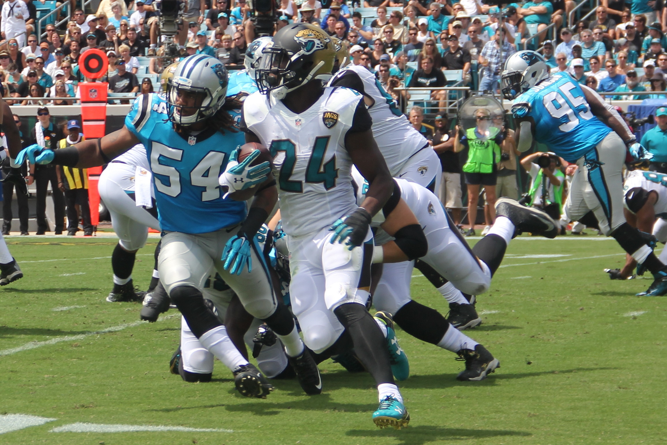 In his NFL debut Jaguars rookie running back T.J. Yeldon  rushed for 51 yards on 12 attempts for a 4.25 average.