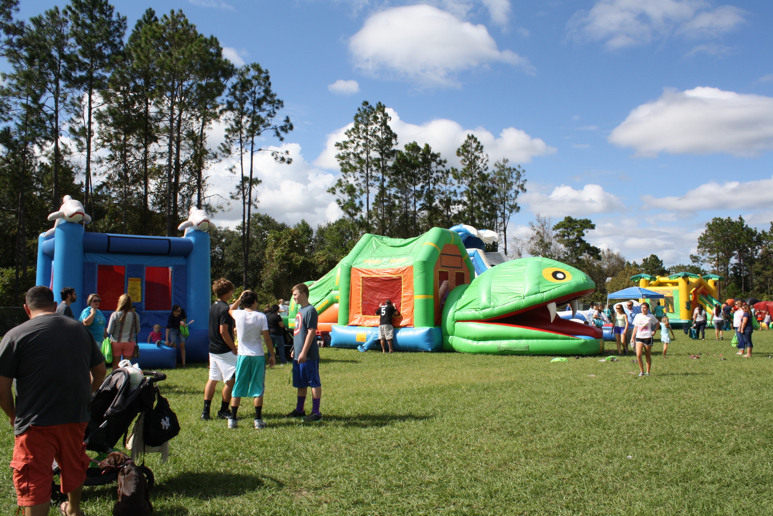 Kids could choose from seven different bounce houses.
