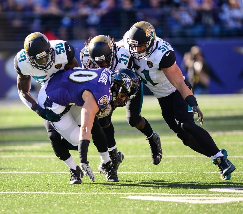 The Jaguars' defense had one of its best games of the season in the 22-20 win against the Ravens. The unit held the Baltimore running backs to 89 yards on 21 carries. Cornerback Davon House had a pair of interceptions.