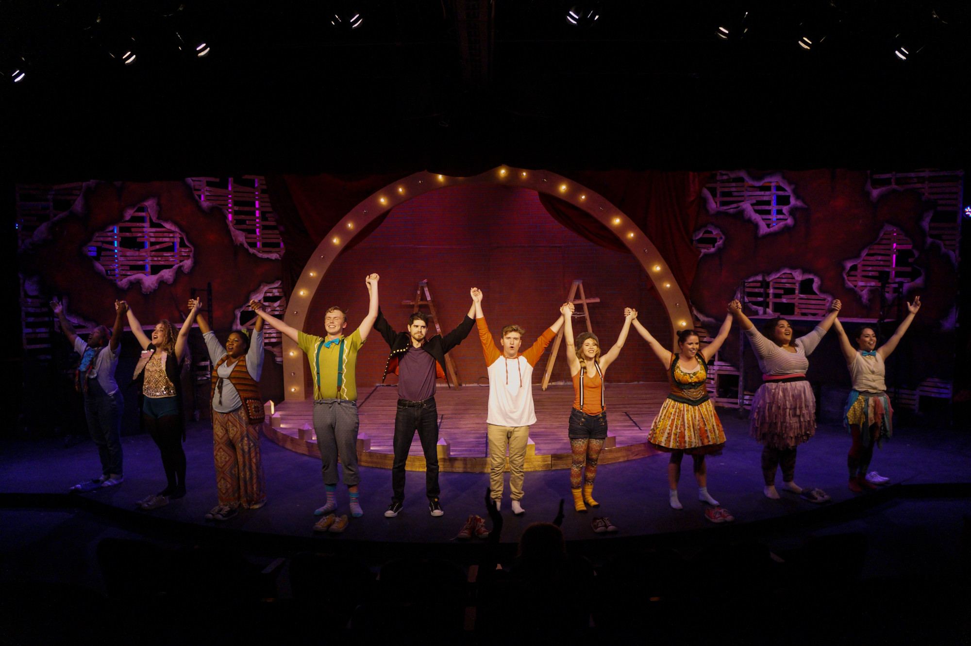 The company of "Godspell" at Players by the Sea Theatre.