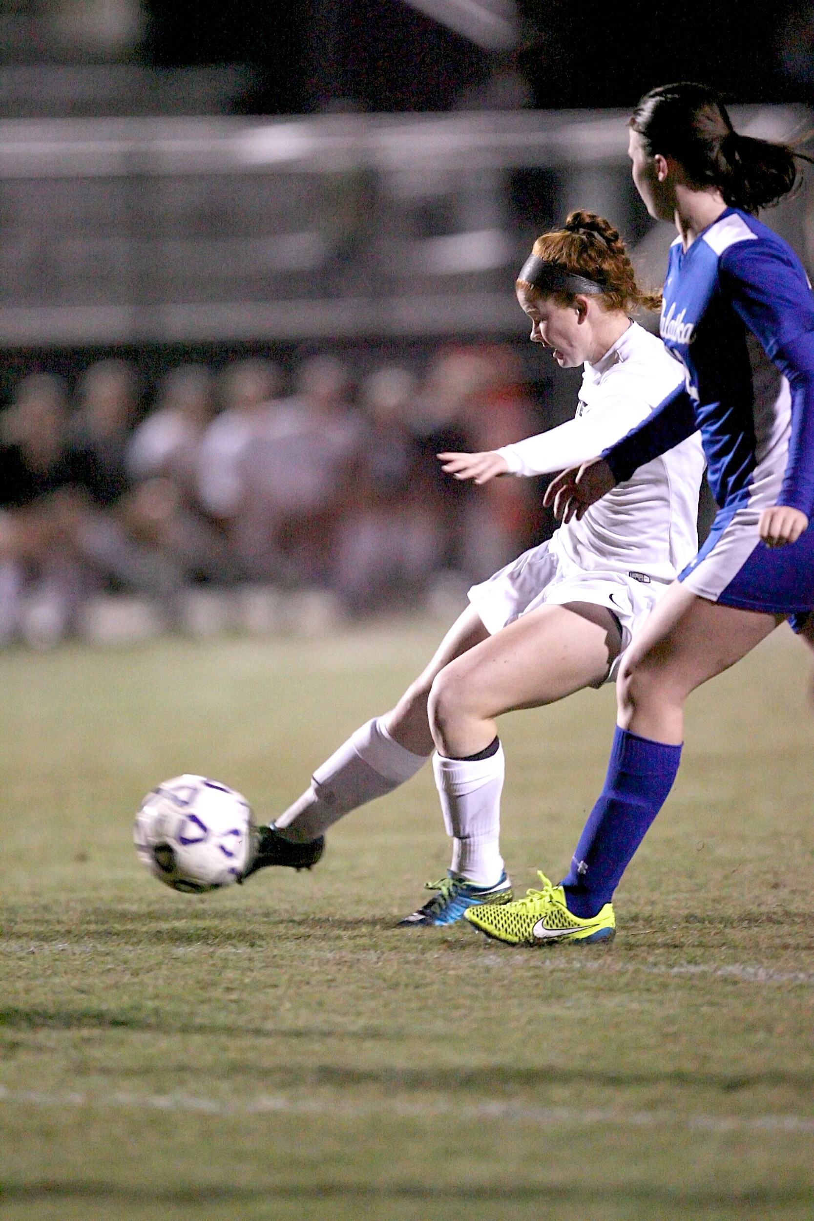 Angeline Daly drives the ball into the Palate goal for the Sharks’ first score.
