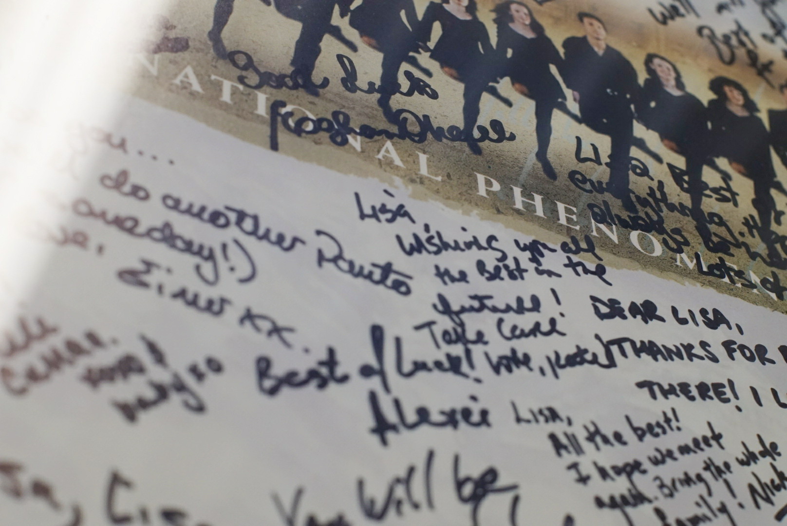 A Riverdance poster dotted with signatures of the group adorns a wall in the studio