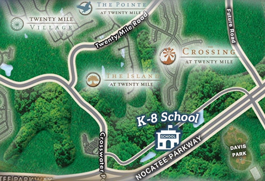 St. Johns County School District’s newest K-8 school will be located adjacent to Nocatee’s Twenty Mile neighborhoods.