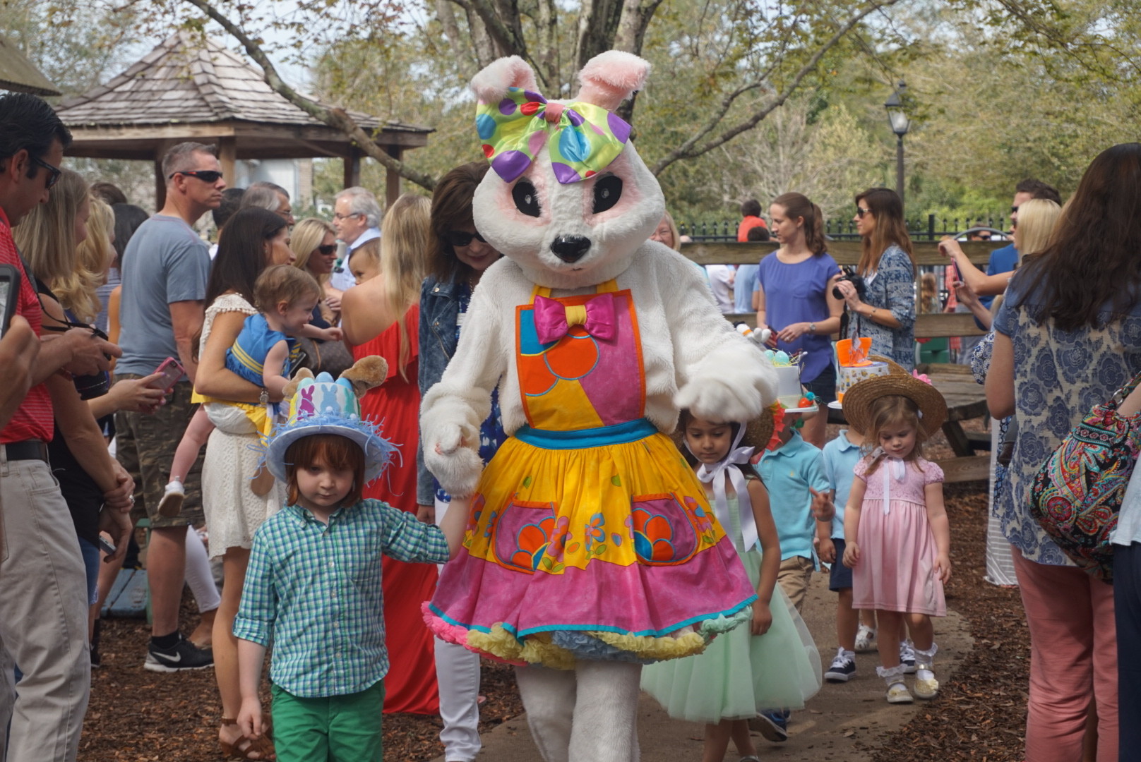 The Easter Bunny leads the way during Christ Episcopal Church's preschool march