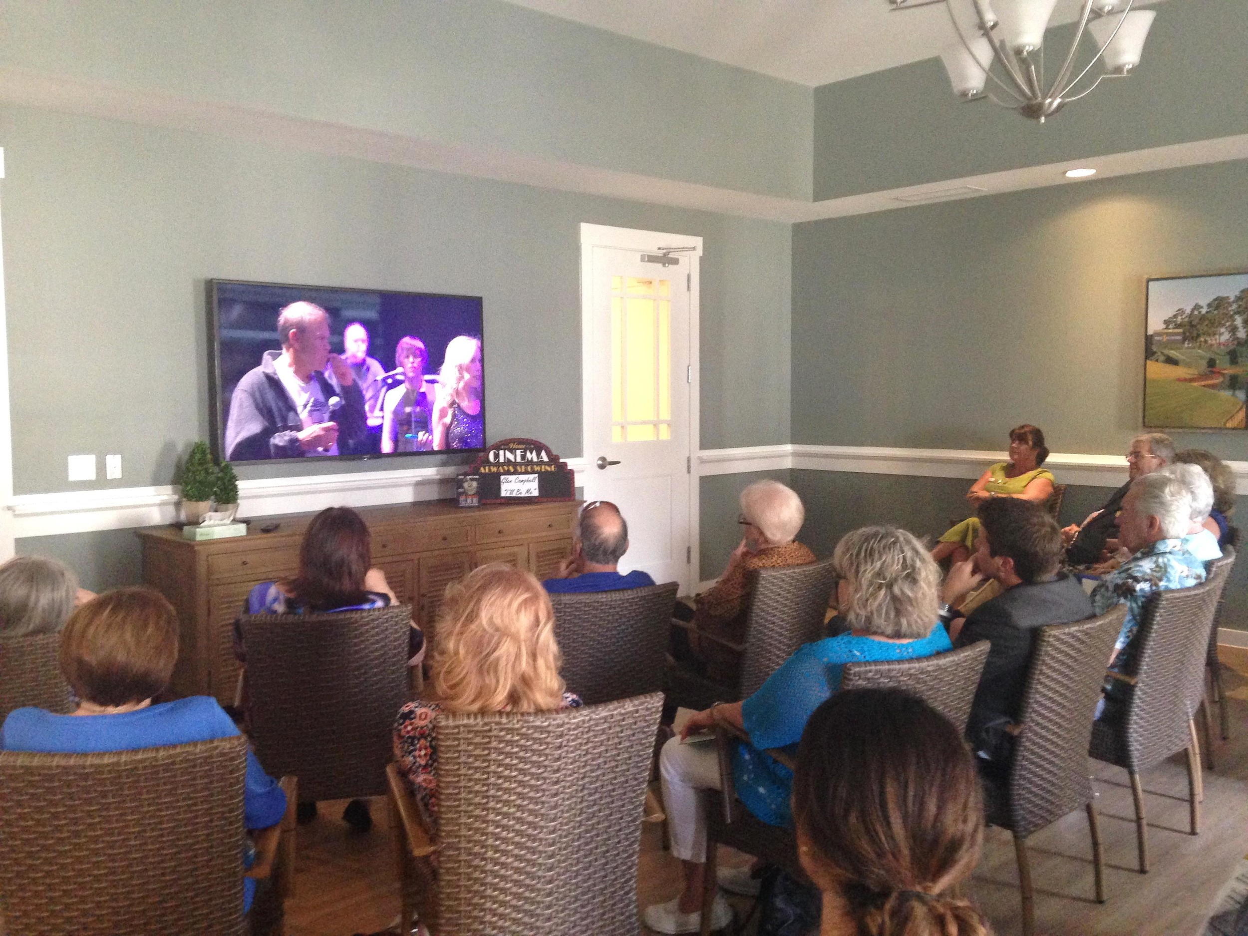 Local residents and senior care providers watch "Glen Campbell I'll Be Me" at Arbor Terrace in Ponte Vedra.
