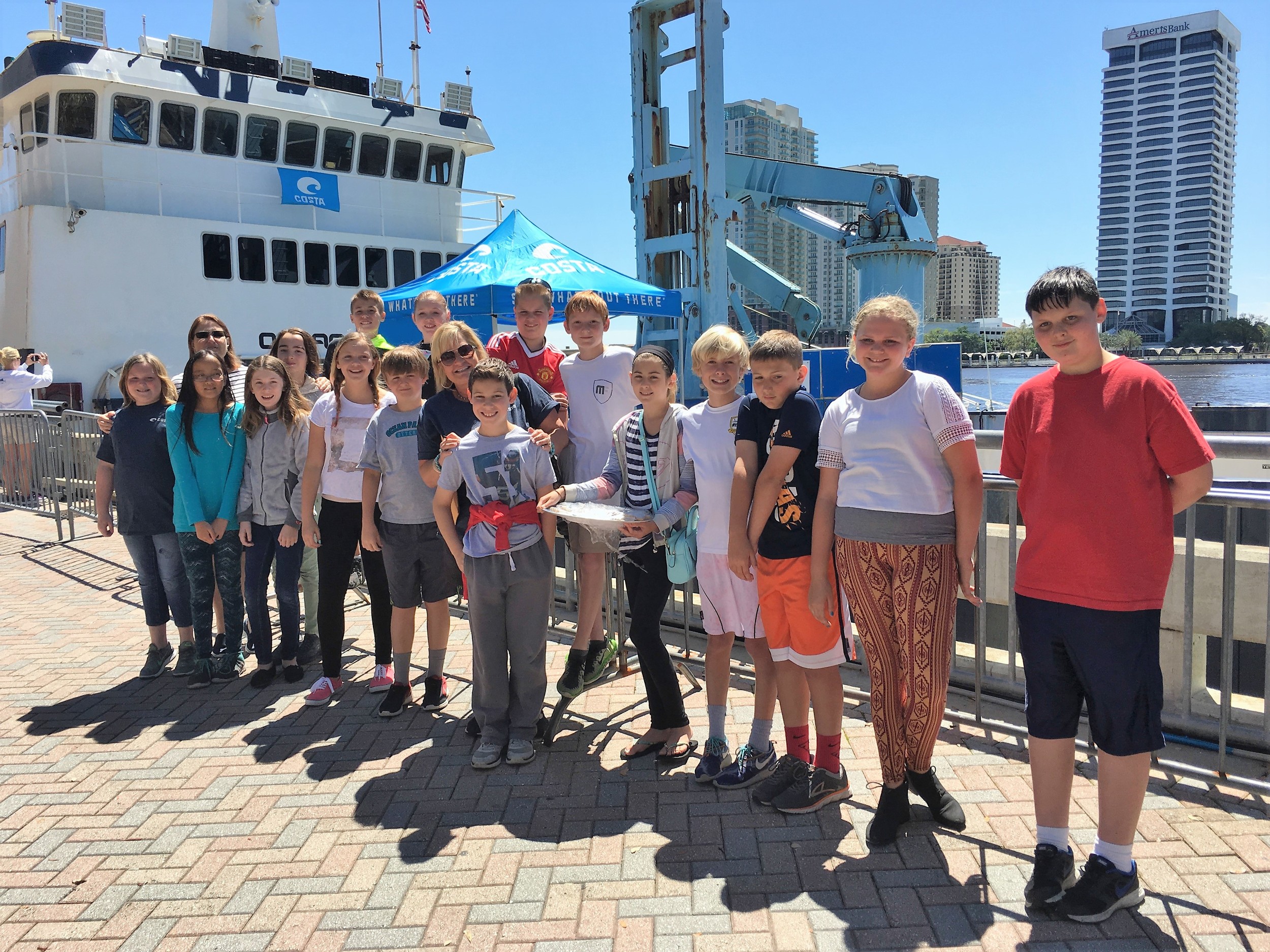 Ocean Palms fifth grade students enjoy a tour of the OCEARCH research vessel in Jacksonville.