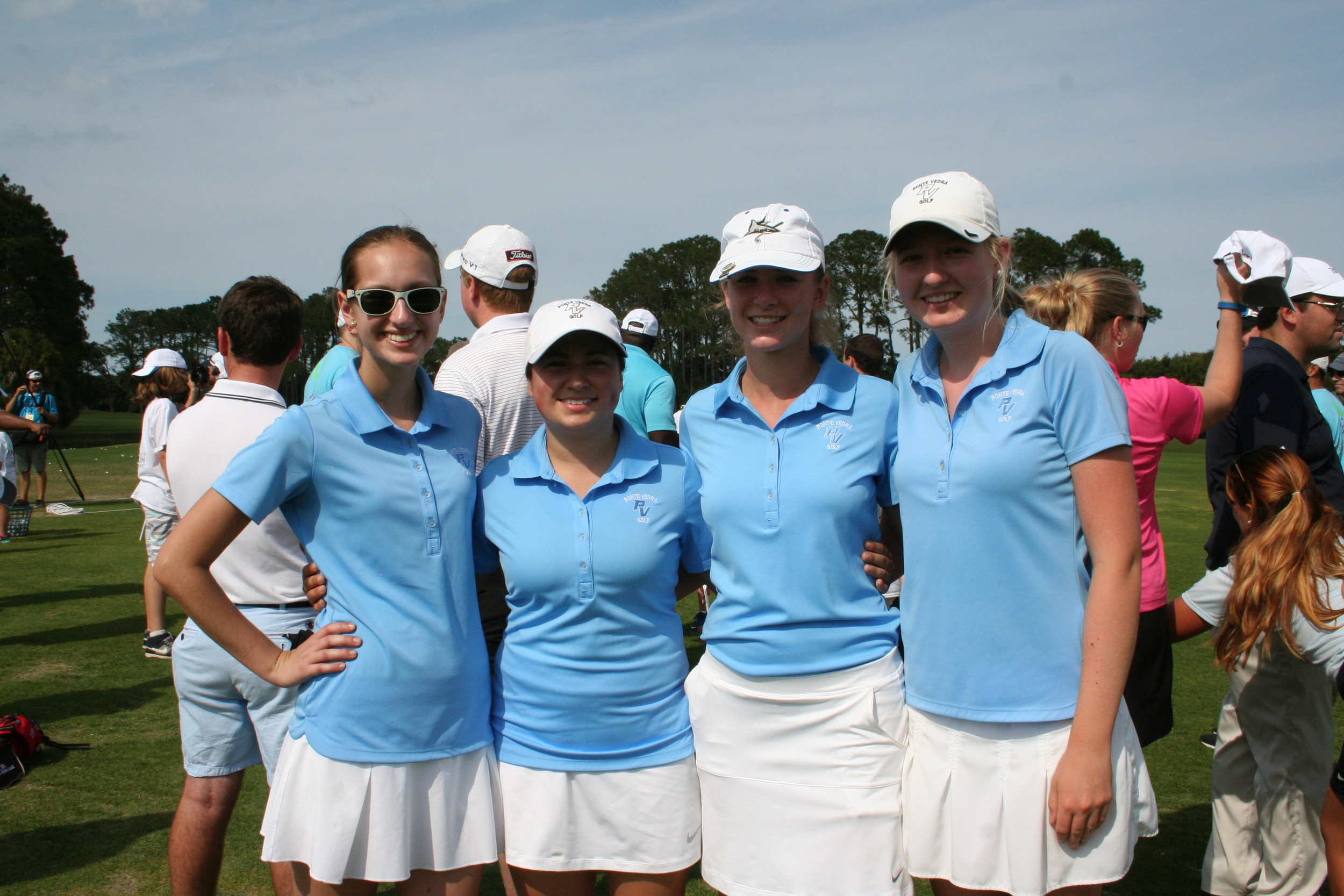 Event volunteers and members of the Ponte Vedra High School Lady Sharks Golf Team Julie Snow, Gabby Abbosh, Kendall Quinlau and Sophie Membrino.