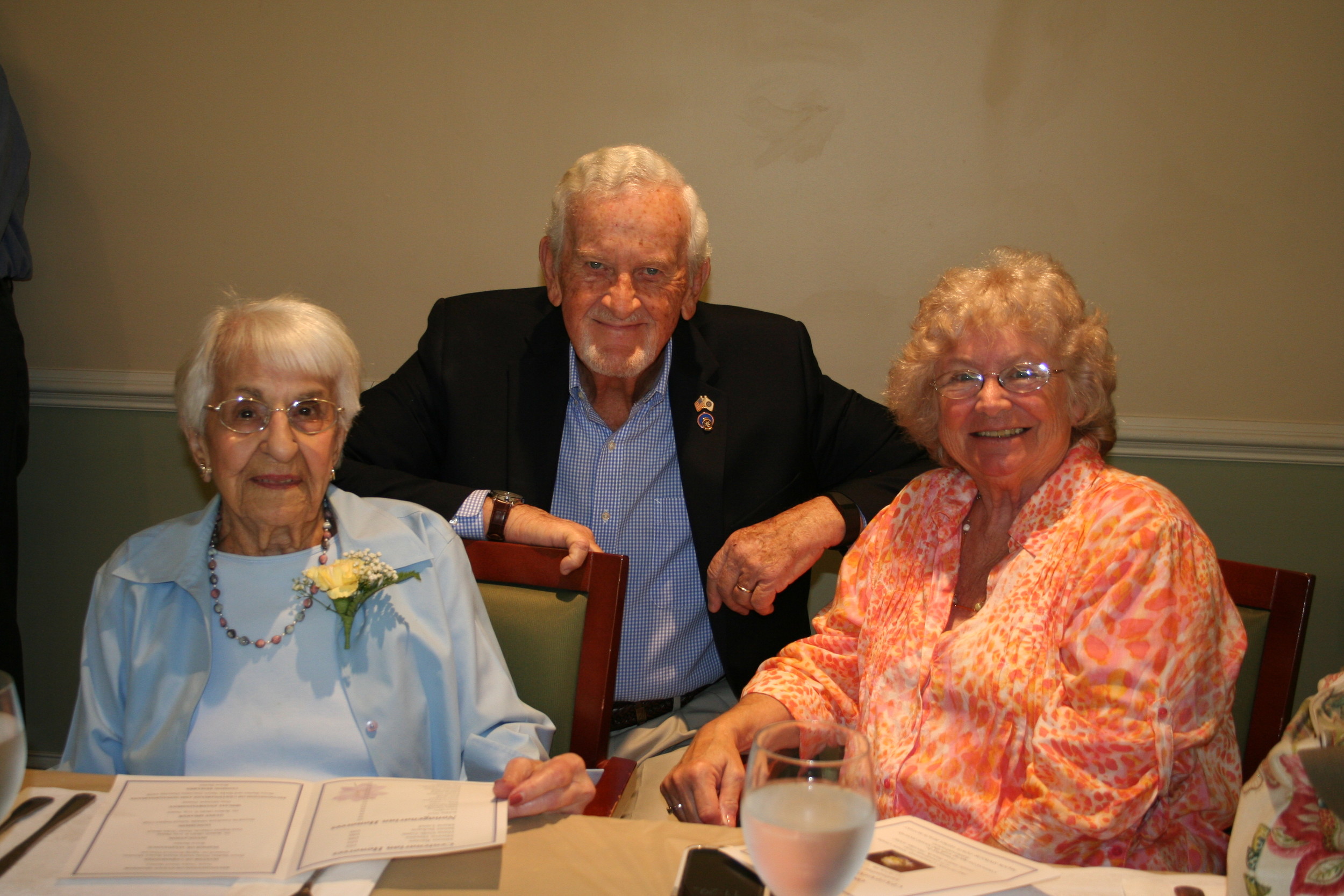 Nonagenarian honoree, Delia Danzig, 96, with Rotary Club of Ponte Vedra member, Ken Smith, and Danzig’s daughter-in-law, Purdie Meissner