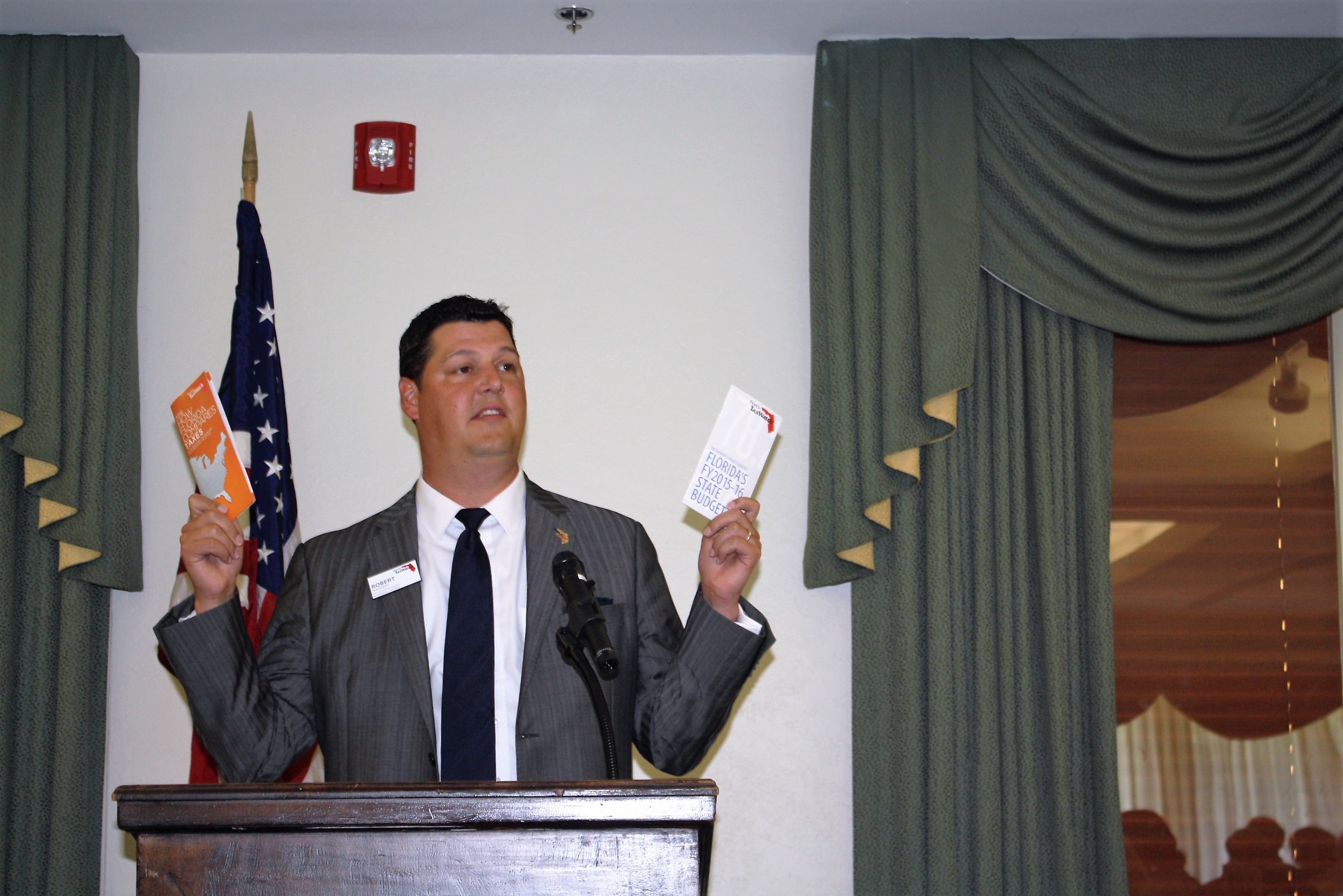 Robert Weissert of Florida TaxWatch addresses the June meeting of the Ponte Vedra Republican Club.