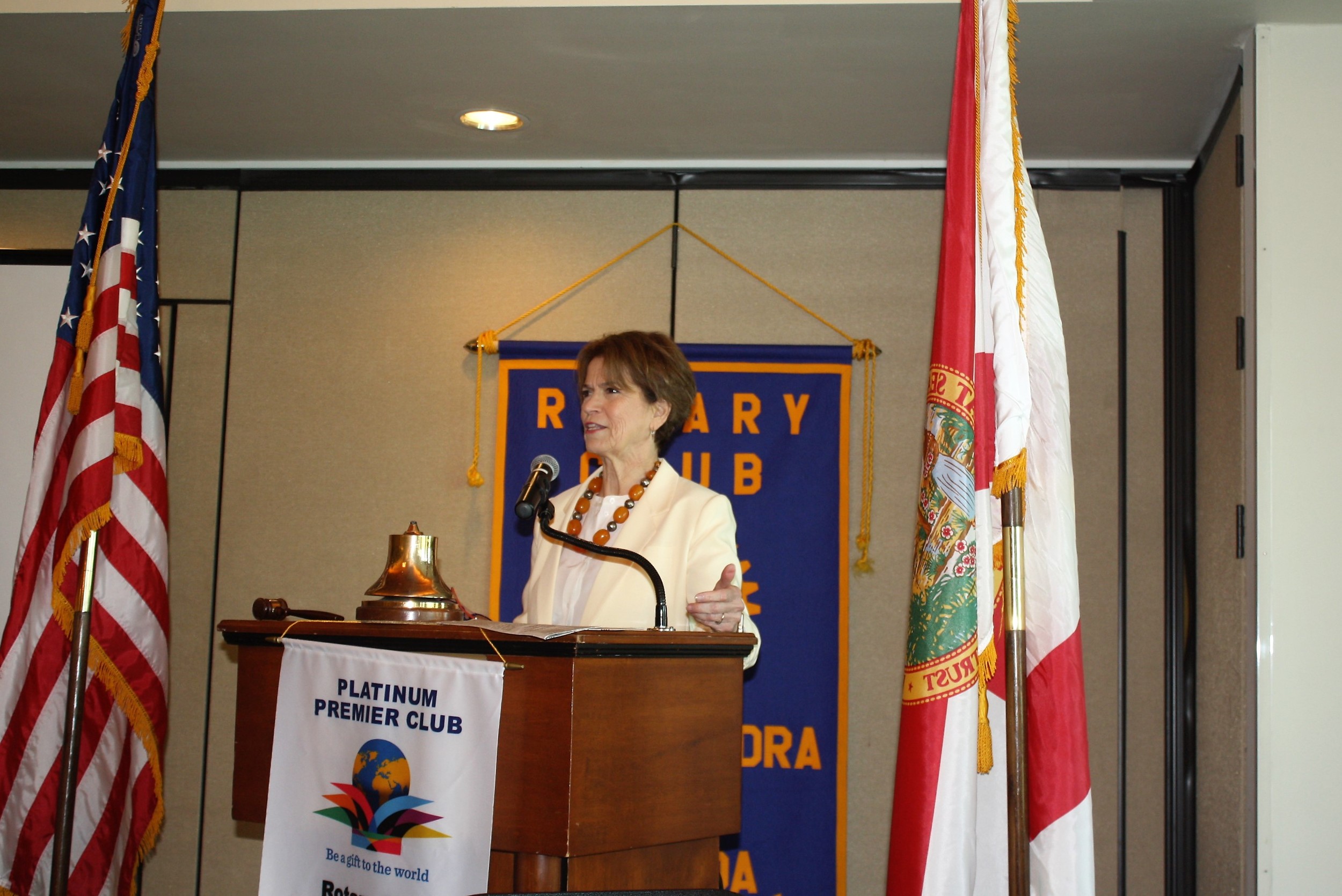 Police and Fire Pension Fund Interim Executive Director Beth McCague updates members of the Rotary Club of Ponte Vedra Beach on the state of the fund.