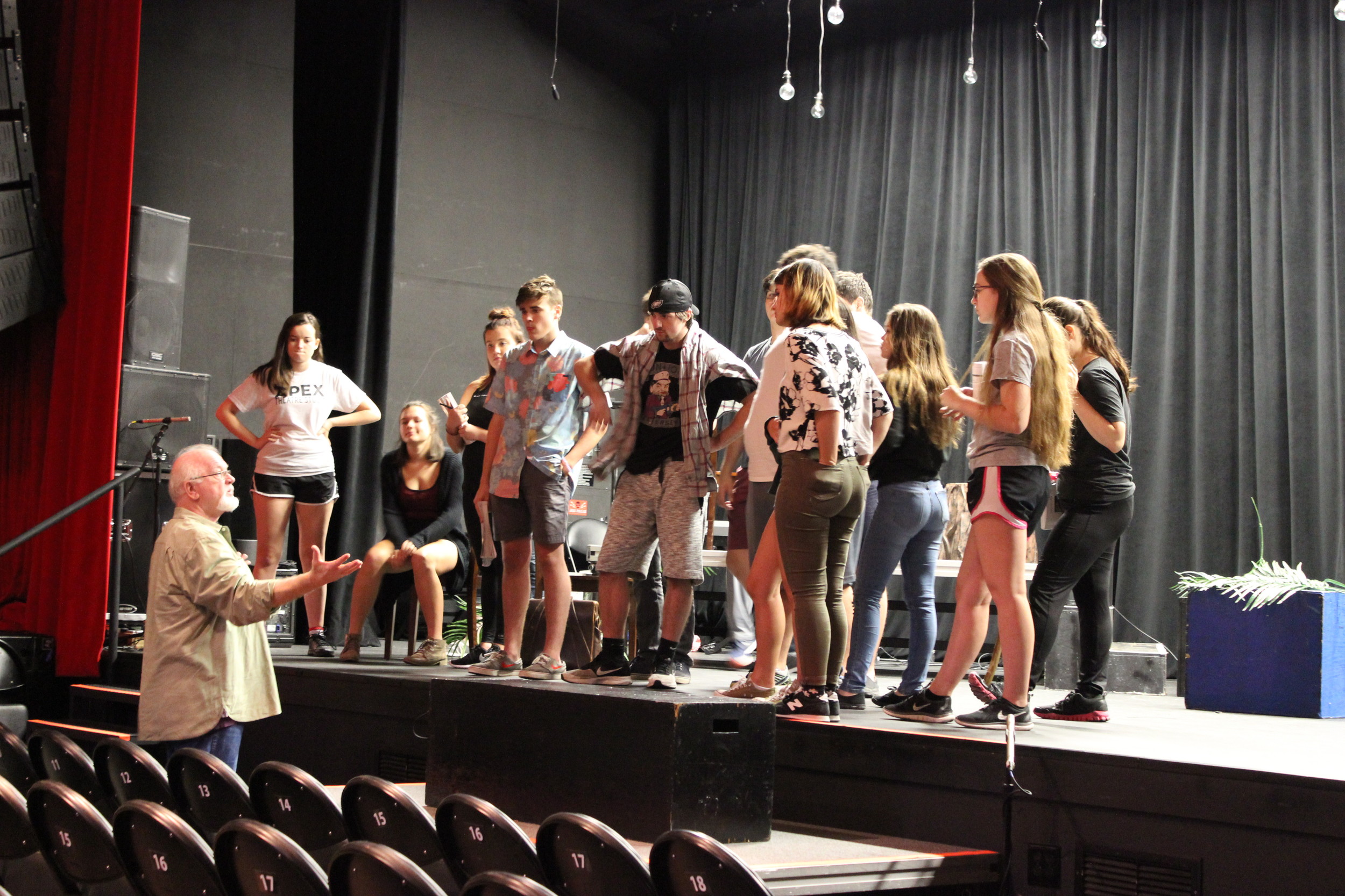 Director George E. Judy and the cast of “Into the Woods” at the June 16 rehearsal