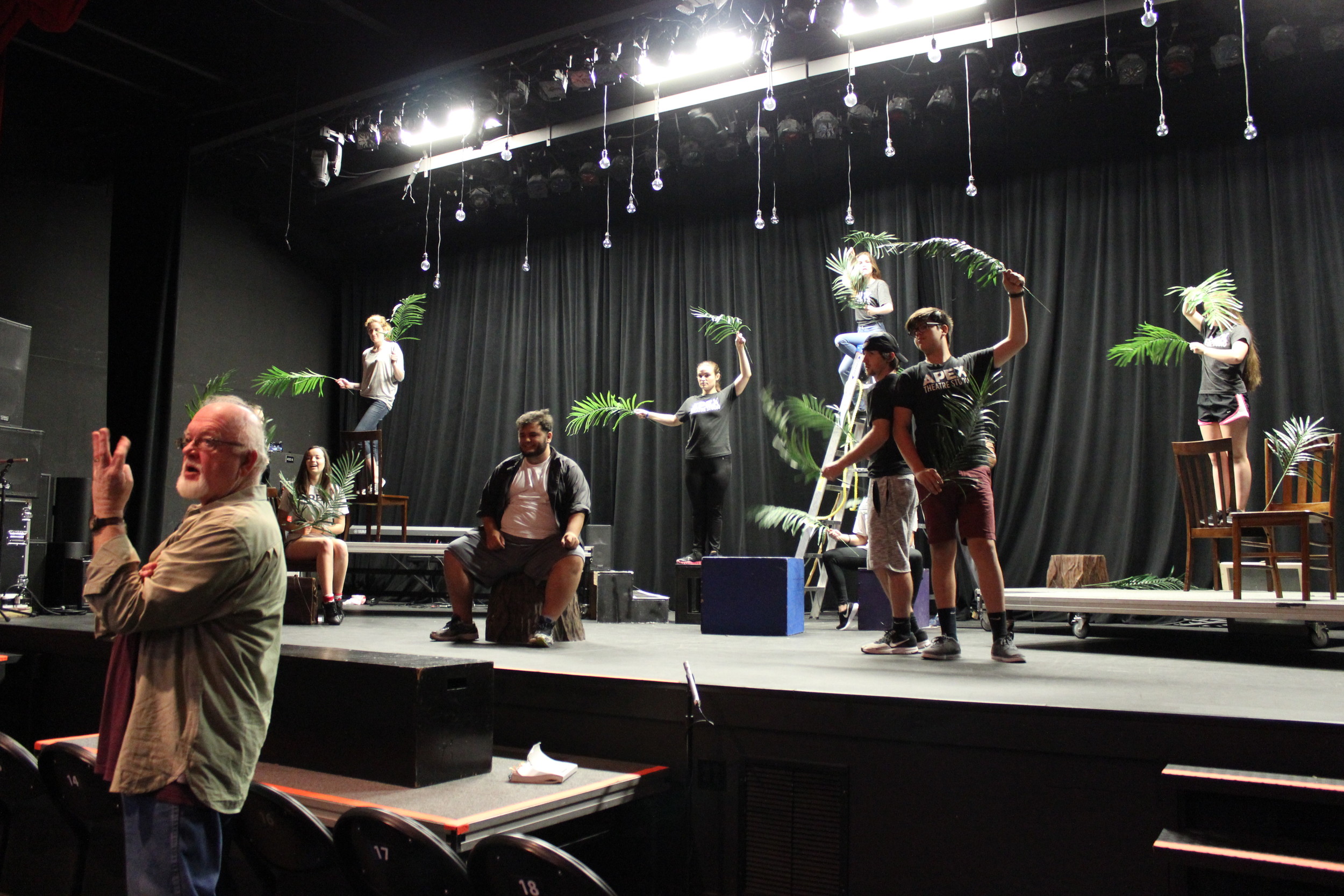 Director George E. Judy and a cast of local high school and college students rehearse for the upcoming production of “Into the Woods.”