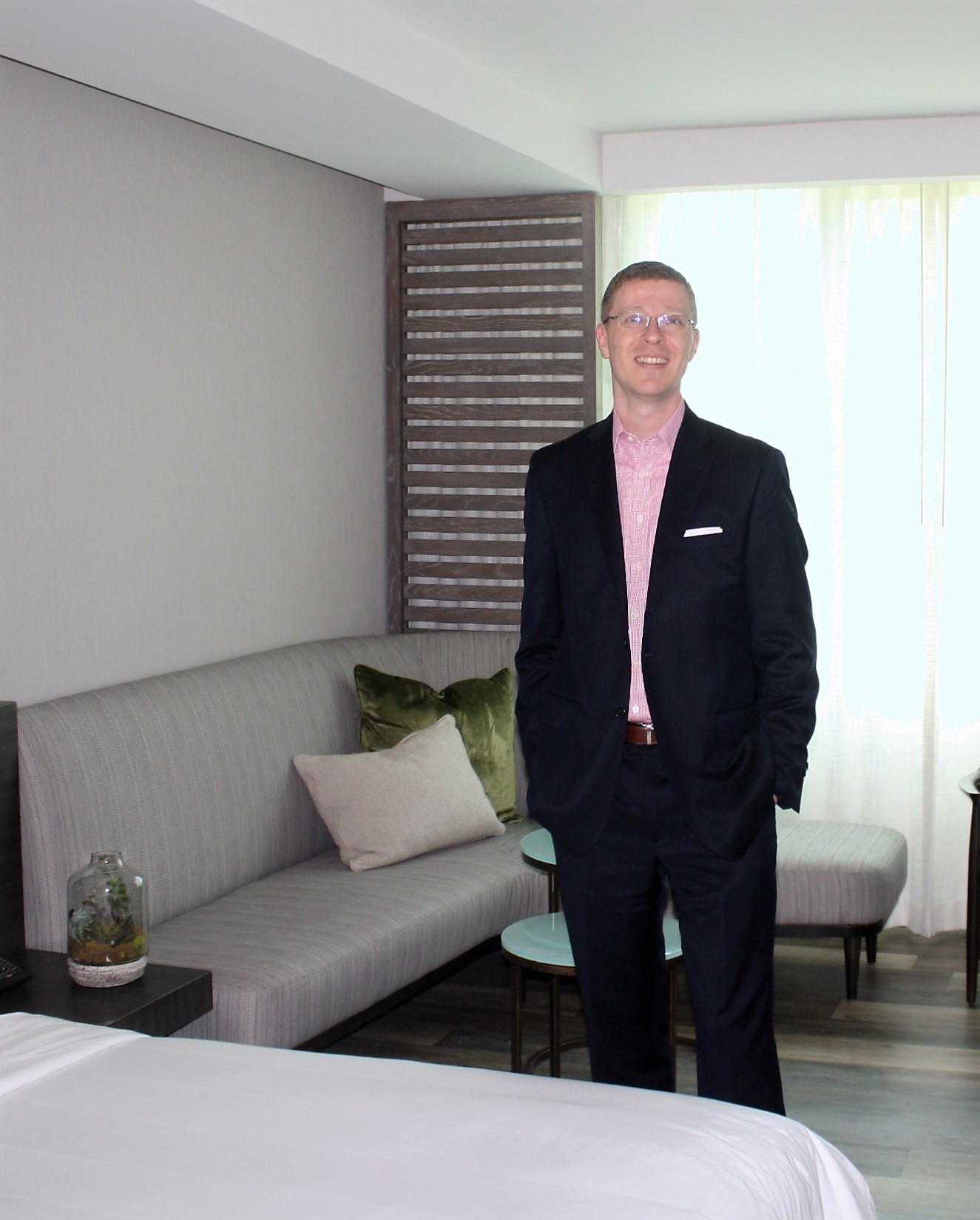 Dan McCarron in one of the Sawgrass Marriott’s newly renovated guest rooms
