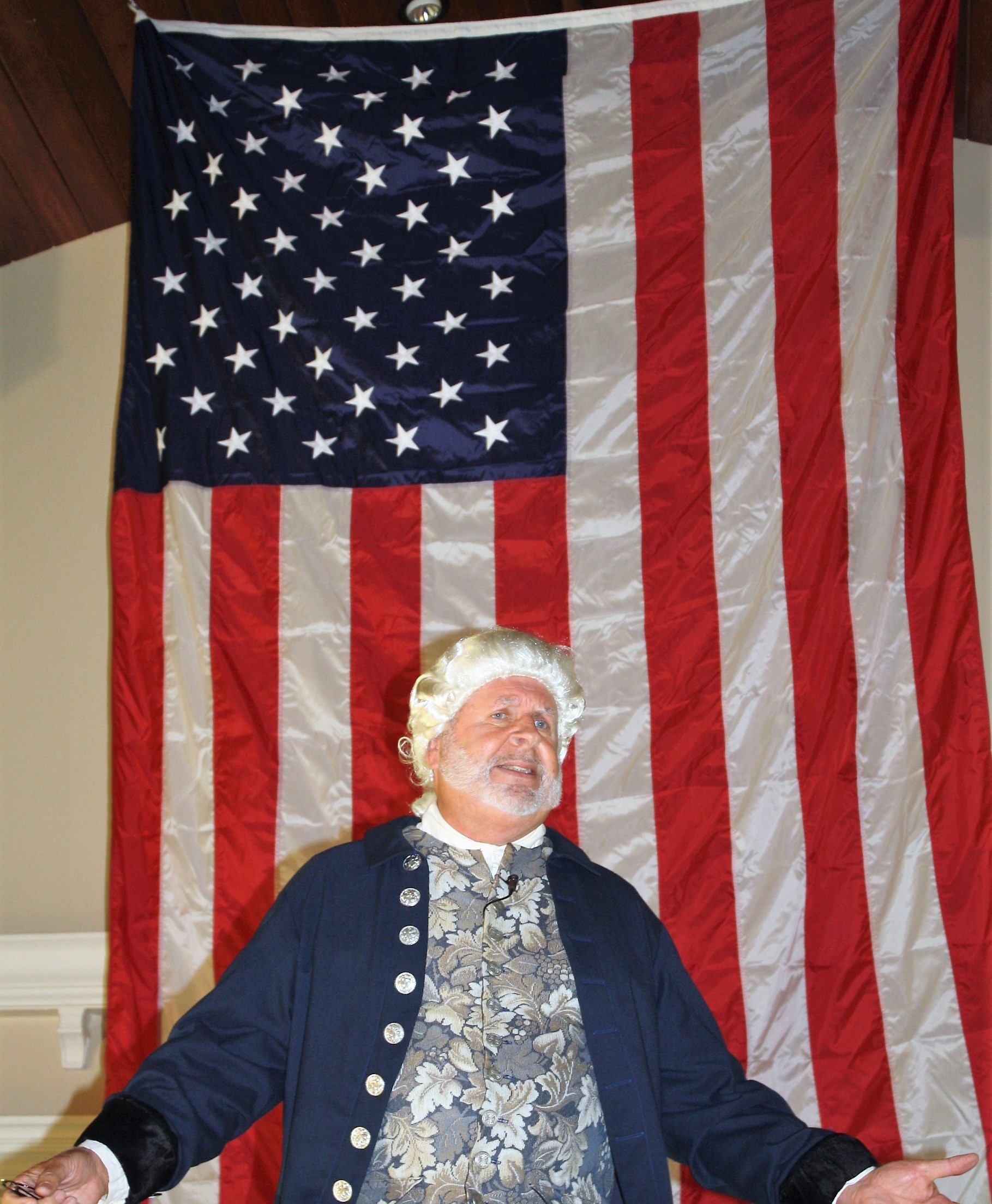 Patrick Henry (Jerry Cameron) delivers his legendary “Give me liberty or give me death!” speech.