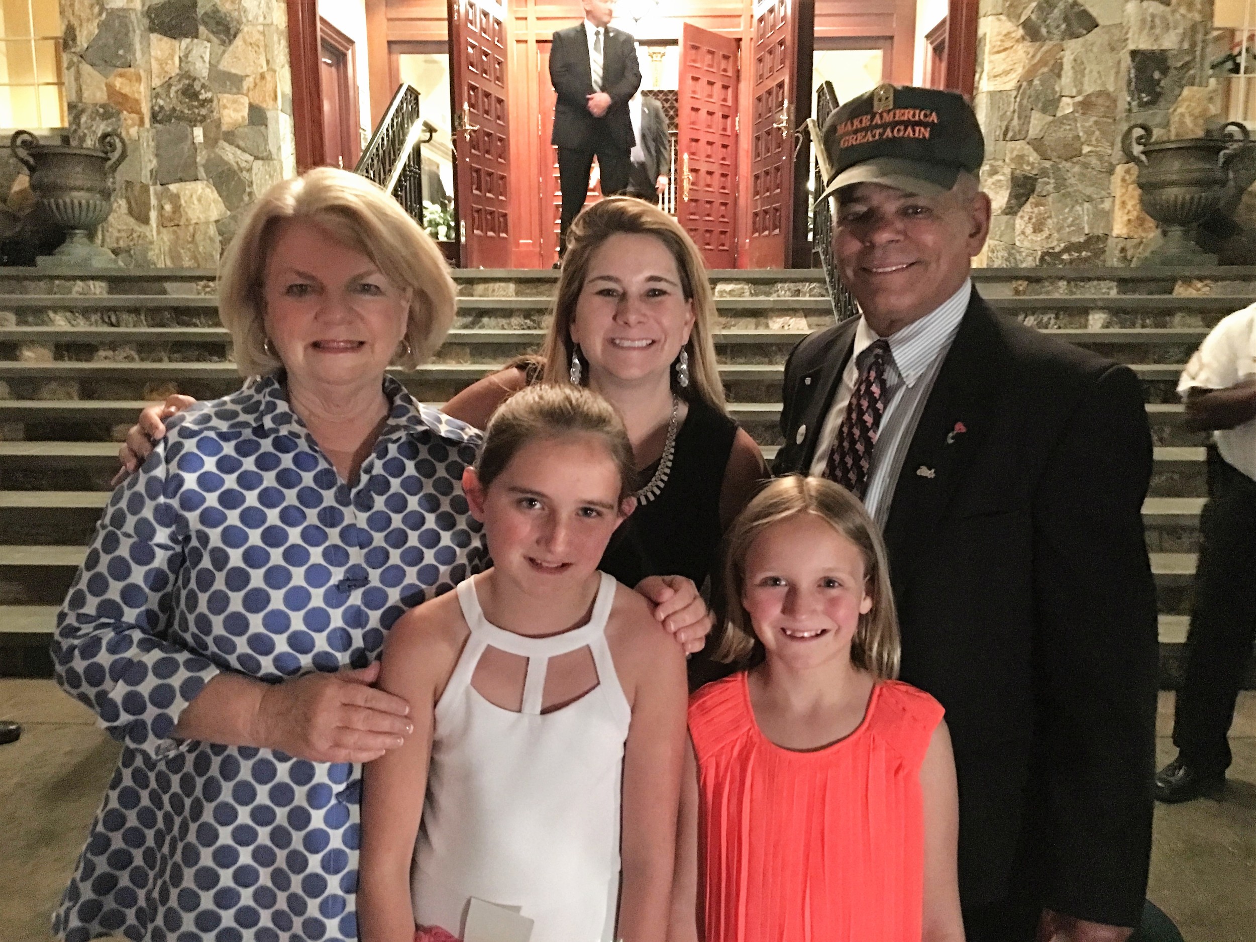 Janet Westling, daughter Katie Hughes, granddaughters Anna  and Haley Hughes and Trump veterans advisor Al Baldasaro