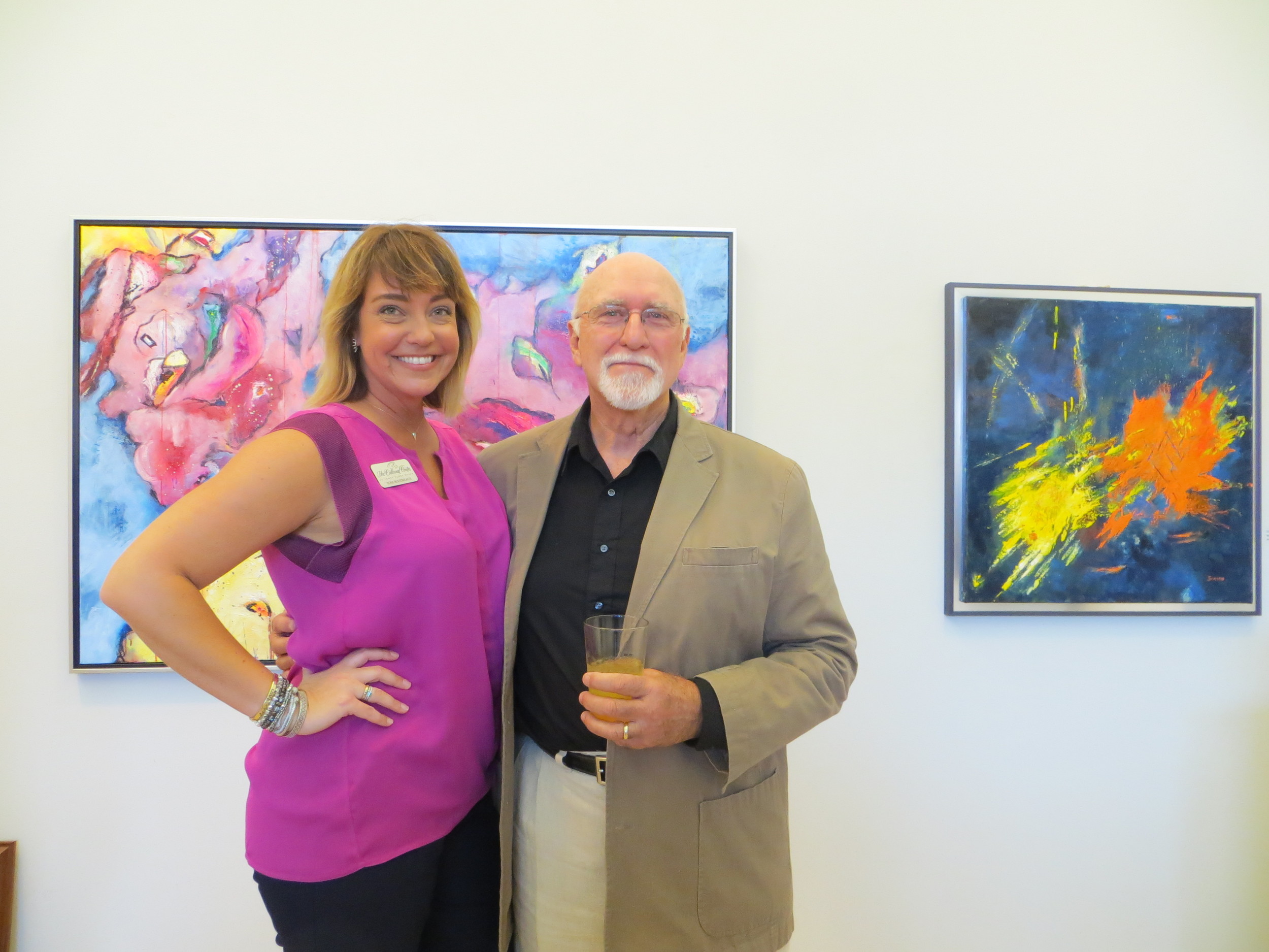 Paul Ladnier, curator of “Splashes of a Colorful Life” with Toni Boudreaux, Cultural Center at Ponte Vedra Beach development director