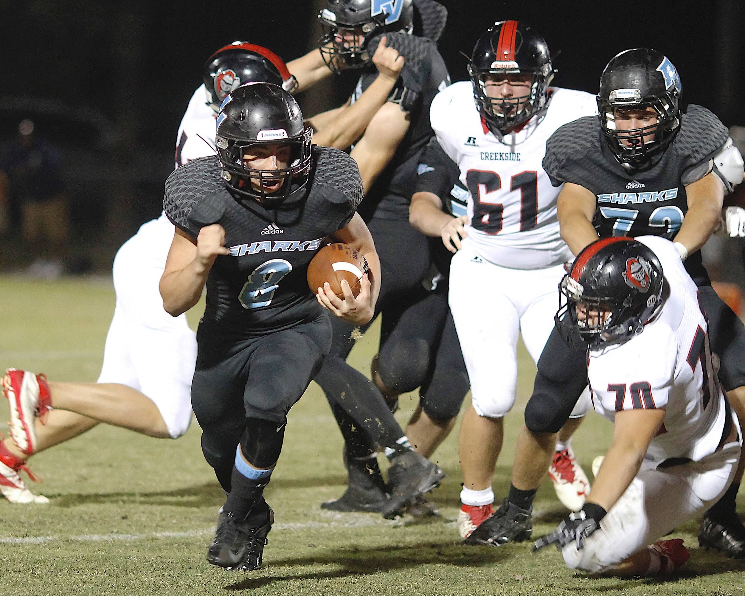 #8 Hal Swan is off on a 57-yard run for Ponte Vedra.