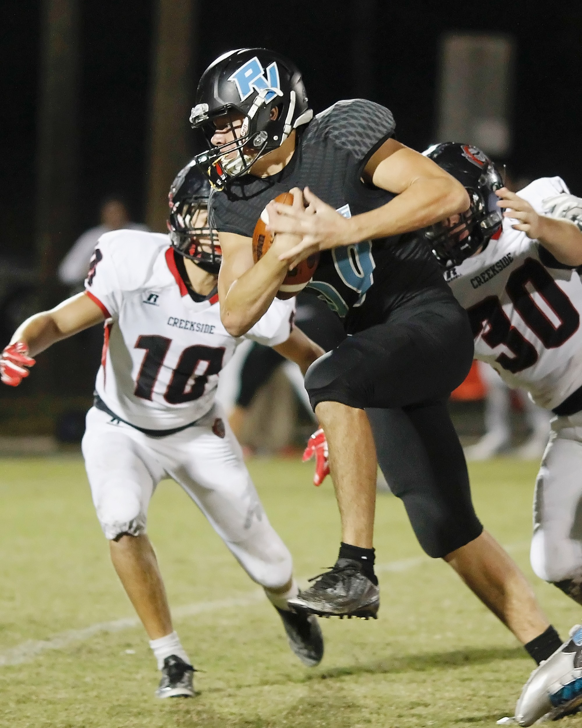#39 Zach King high steps for a good gain for Ponte Vedra.