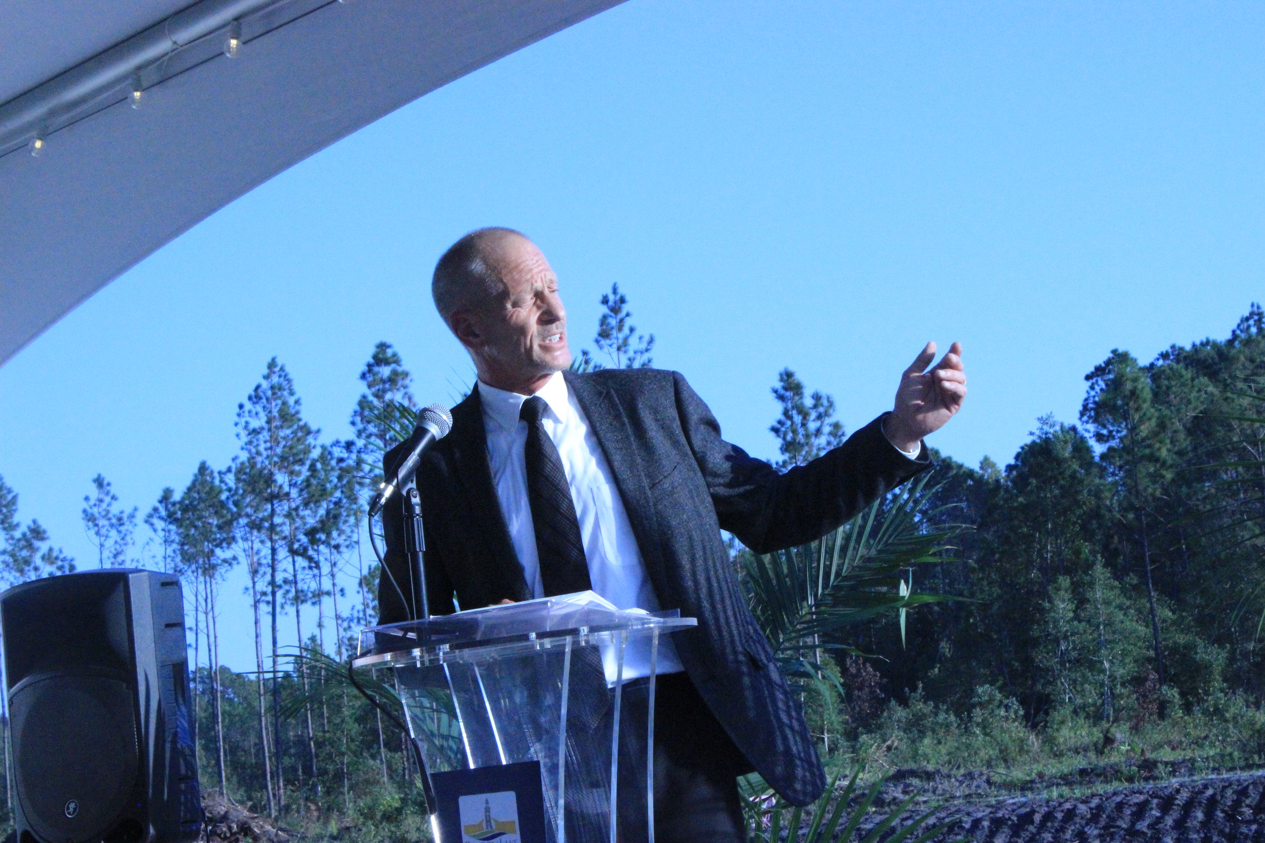 Bruce J. Parker, managing director of BBX Capital Real Estate, speaks at the Beacon Lake groundbreaking event.