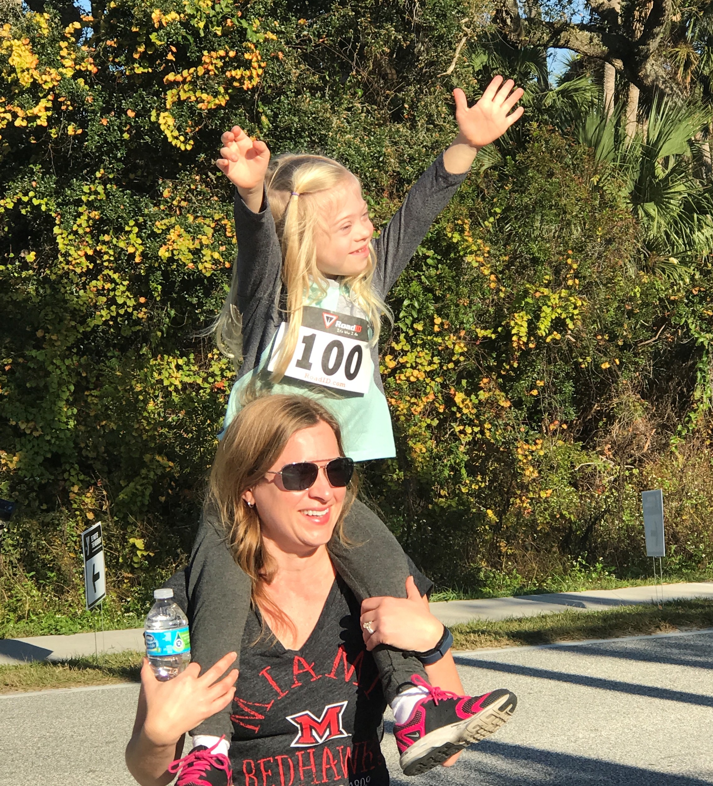 ddison Killian gets a little help from her mom Brandy during the 1K race at the Ponte Vedra YMCA’s 10th annual Turkey Trot on Thanksgiving morning.