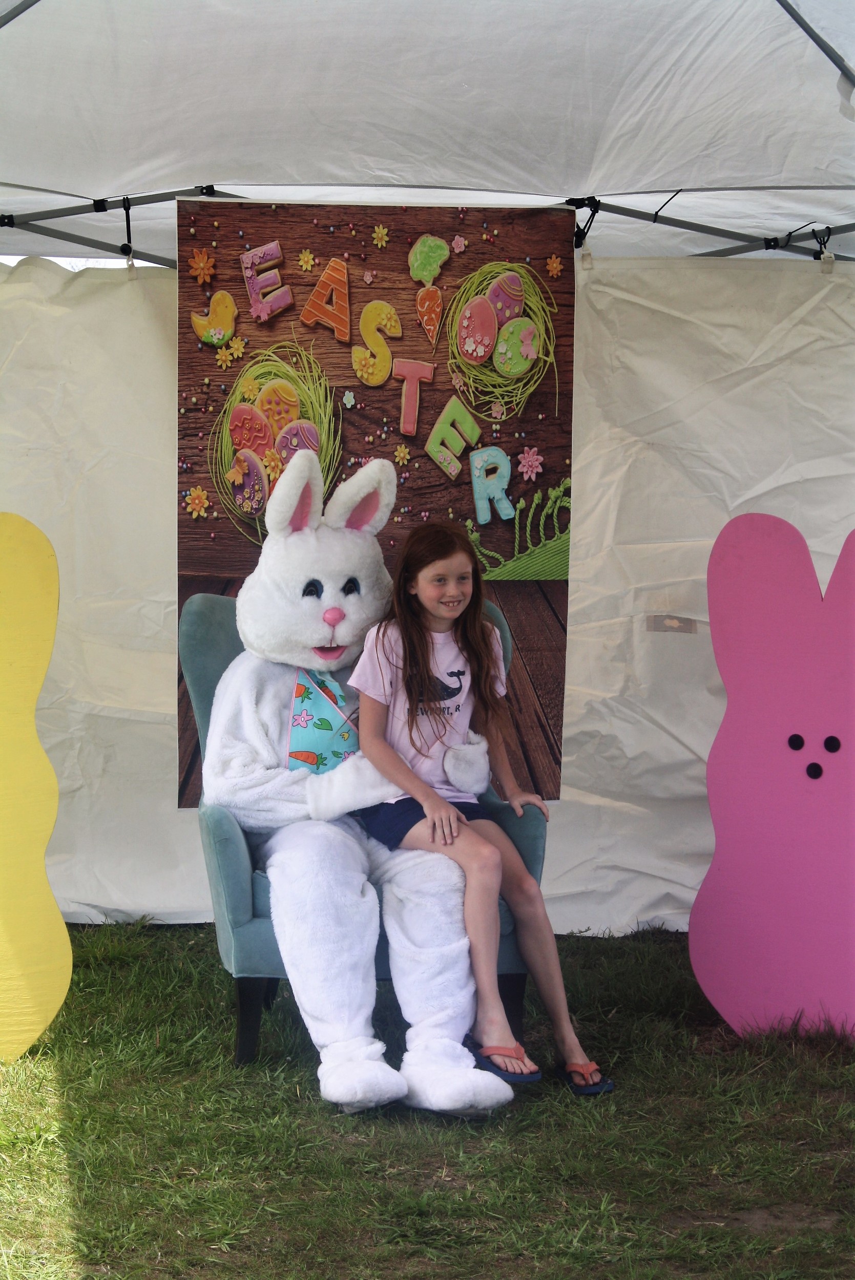 The Easter Bunny greets children at the Nocatee Farmers Market.