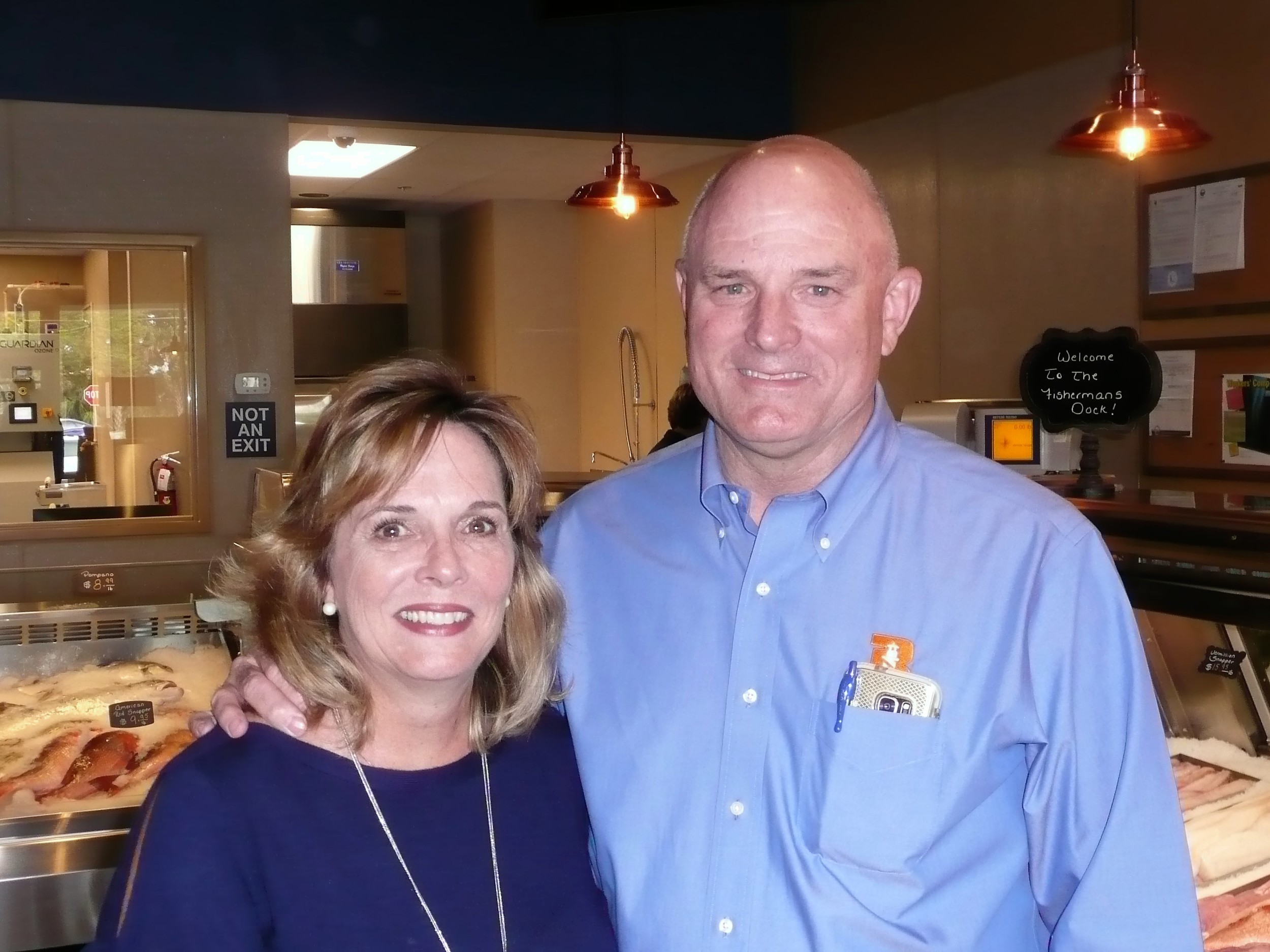 Fisherman’s Dock Owner Mike Eddy (right) with his wife, Karen