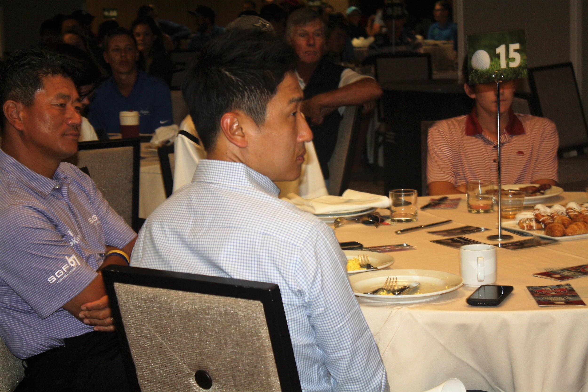 PGA Tour Champion KJ Choi (left) attends the Breakfast with the Pros.