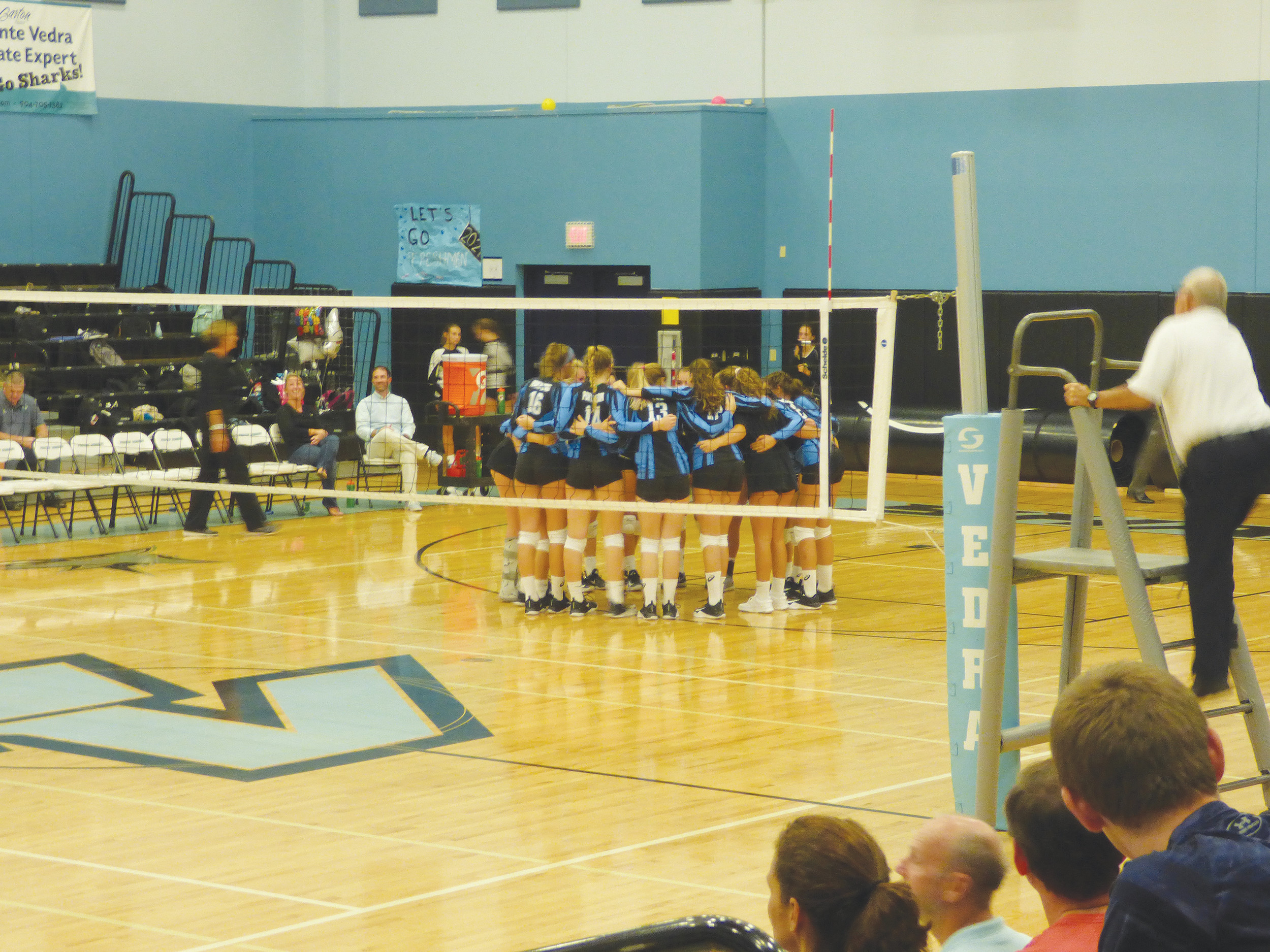 On Aug. 24, the Ponte Vedra High School girls’ varsity volleyball team defeated Nease High School in the first game of the season. Ponte Vedra won three games straight, making for a quick match. The first game was led by starters Paige Johnson, Ashley Schur, Eve Beech, Gabrielle Keller, Savannah Fowler and Ava Rambo. They worked together on several kills and finished 25-16. The next two games were just as painless for the Sharks, 25-13 and 25-16.