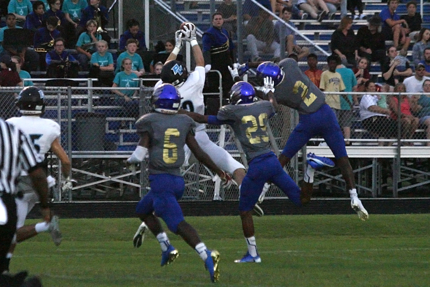 Ponte Vedra’s Connor Cawood tries to make a catch against three Pedro Menendez defenders during last Friday's loss.