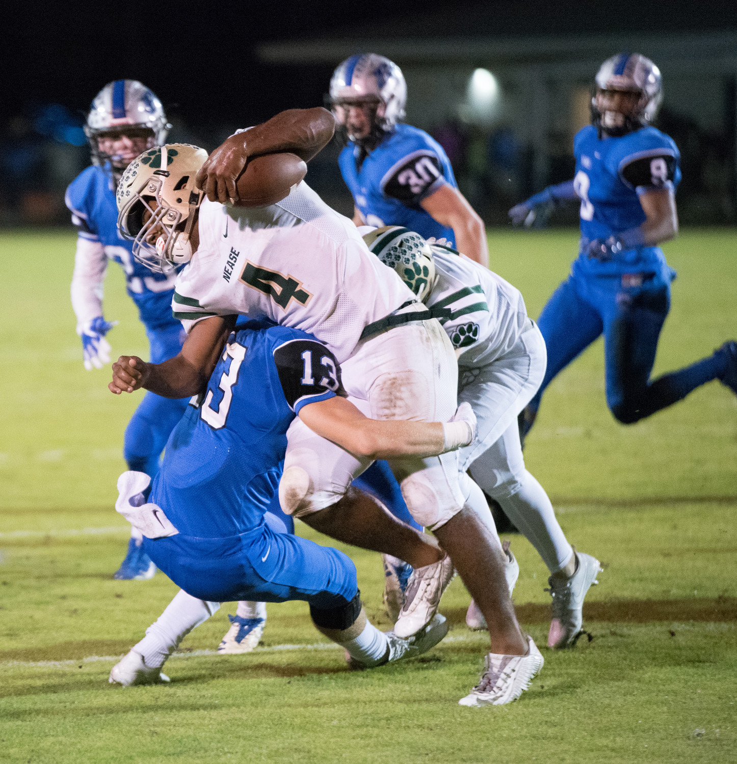 Nease running back Jareem Westcott is tackled by a Bartram Trail defender in last Friday’s game.