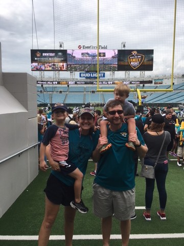 The Tiedeberg family enjoys a Jacksonville Jaguars game at EverBank Field.