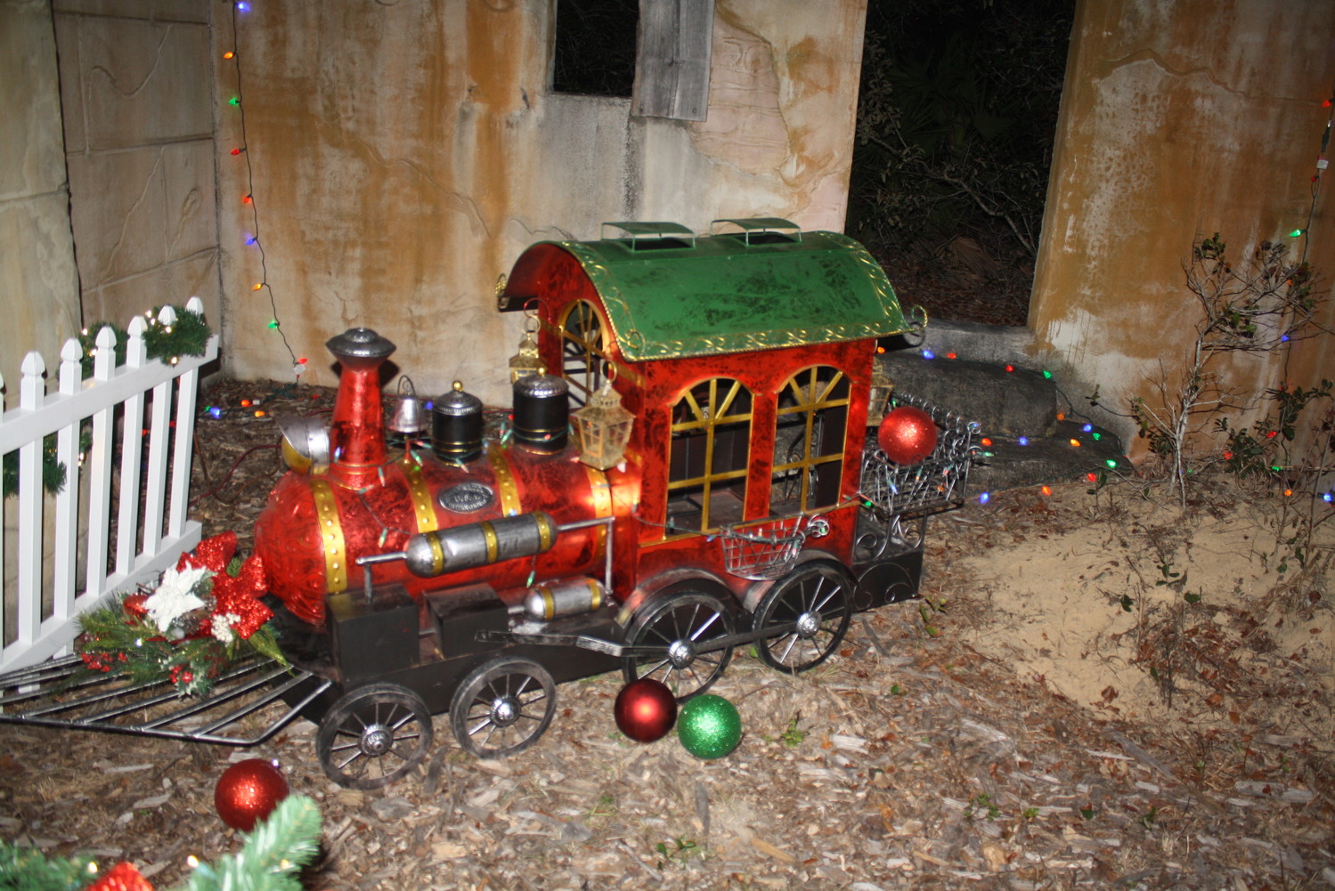 Christmas lights and decorations are displayed throughout the Village’s trails.