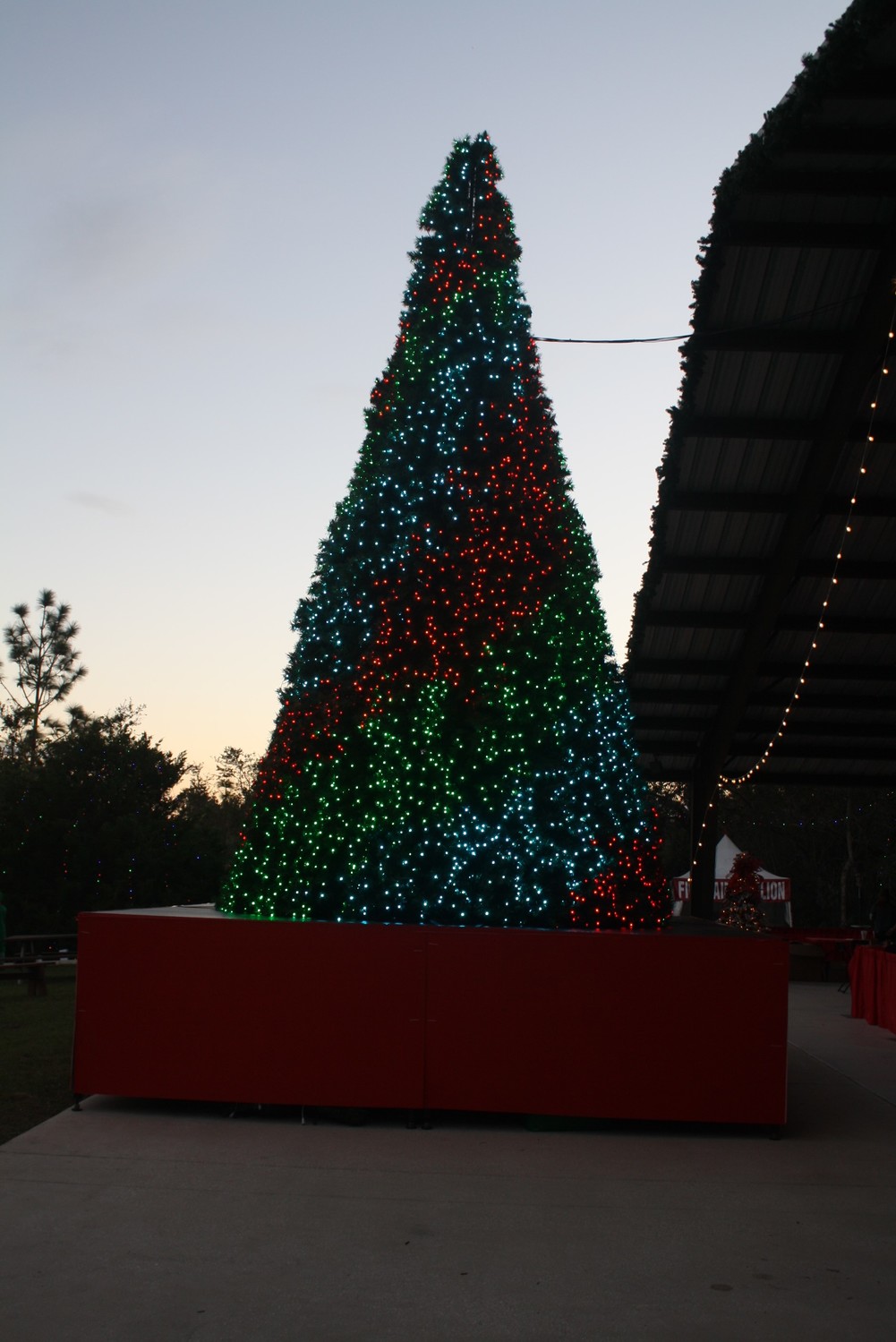 The Village features a Christmas tree that performs every hour.