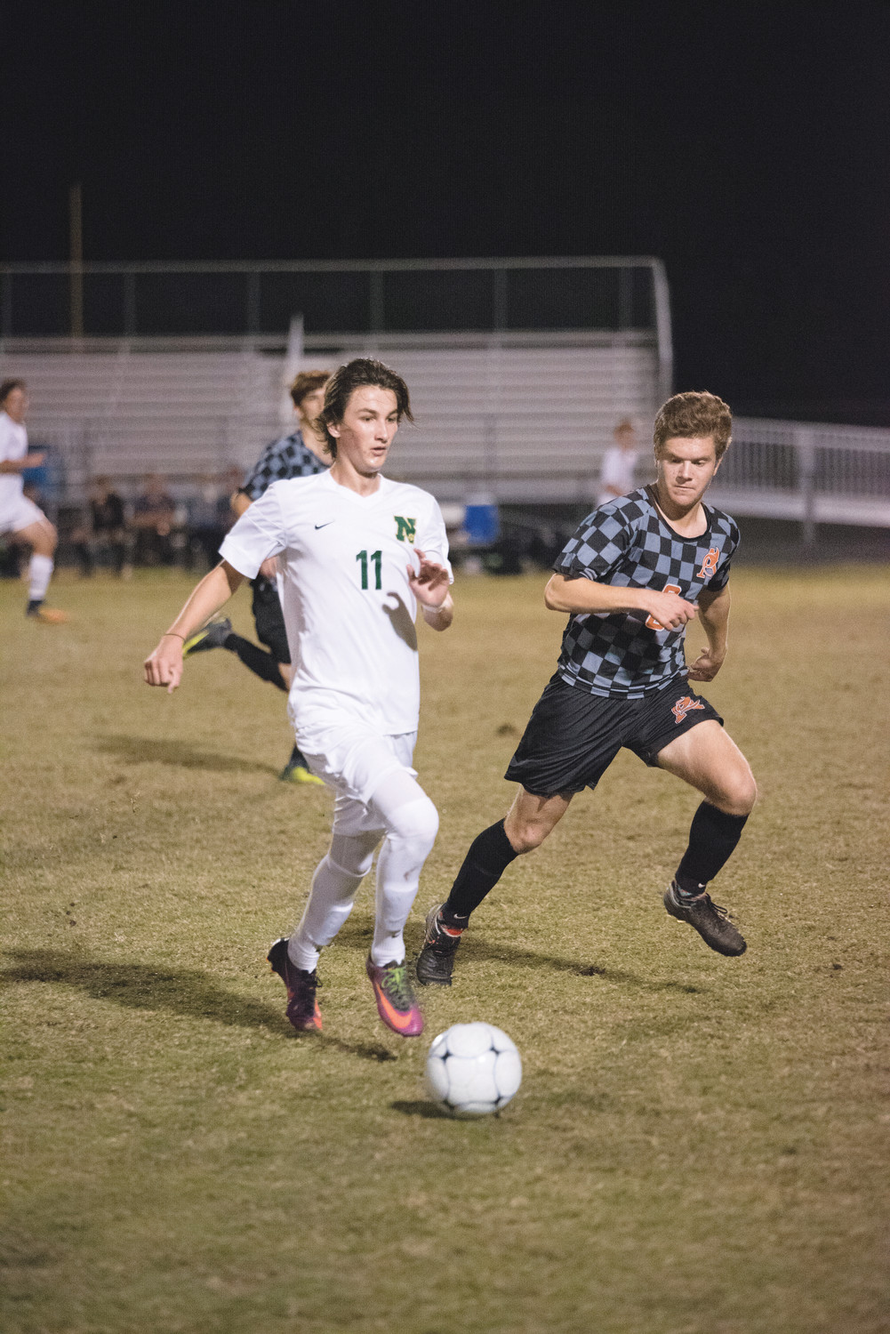 Nease’s Robby Sobol (11) moves the ball against Atlantic Coast during the Panthers’ win on Nov. 29. Sobol scored one of Nease’s two goals in the game.