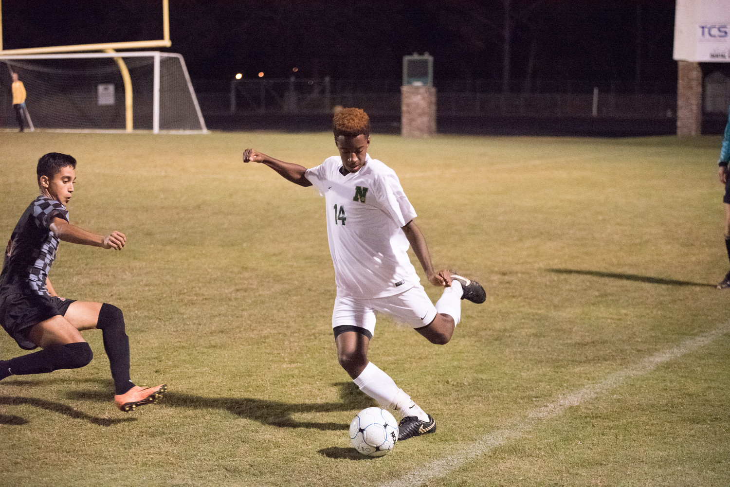 Nease’s Akil Springette (14) kicks the ball during the Nov. 29 victory.