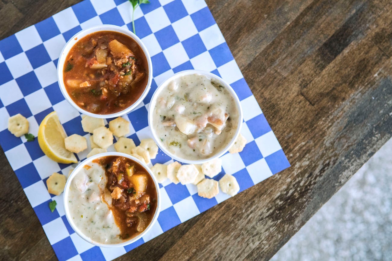 St. Augustine Seafood Company makes fresh Minorcan Conch and New England Clam Chowders daily.