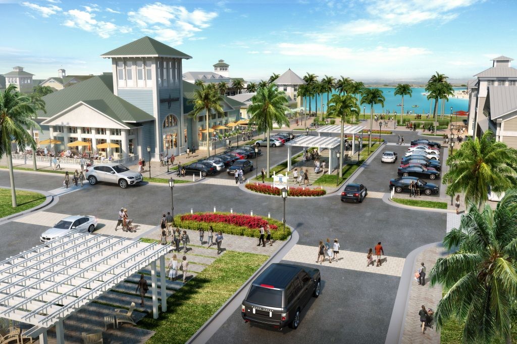 A rendering displays the retail village currently planned for the Beachwalk community.
