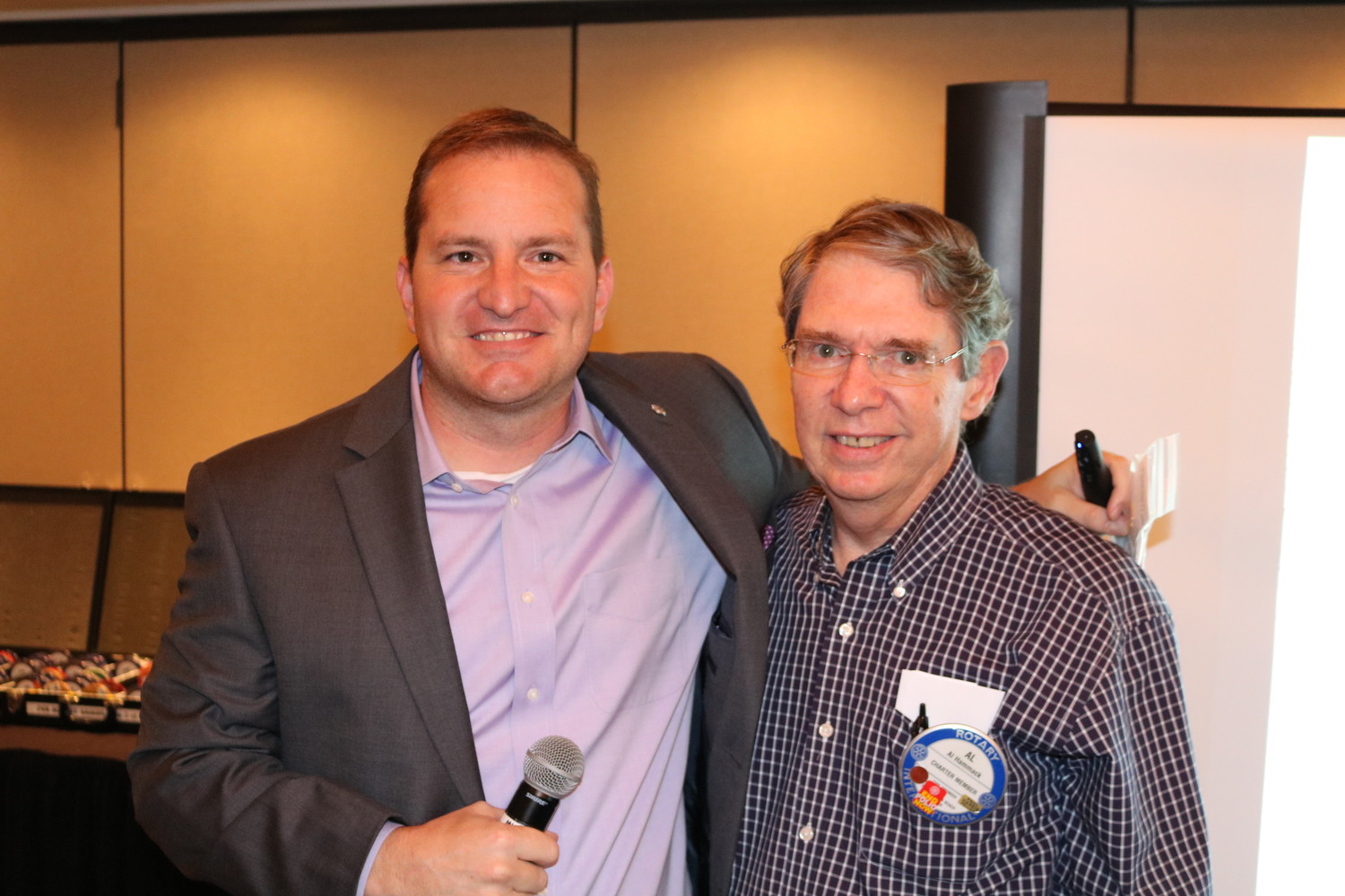Al Hammack (right) poses with Rotary Club of Ponte Vedra Beach President Billy Wagner after being named Rotarian of the Month at a recent club meeting.