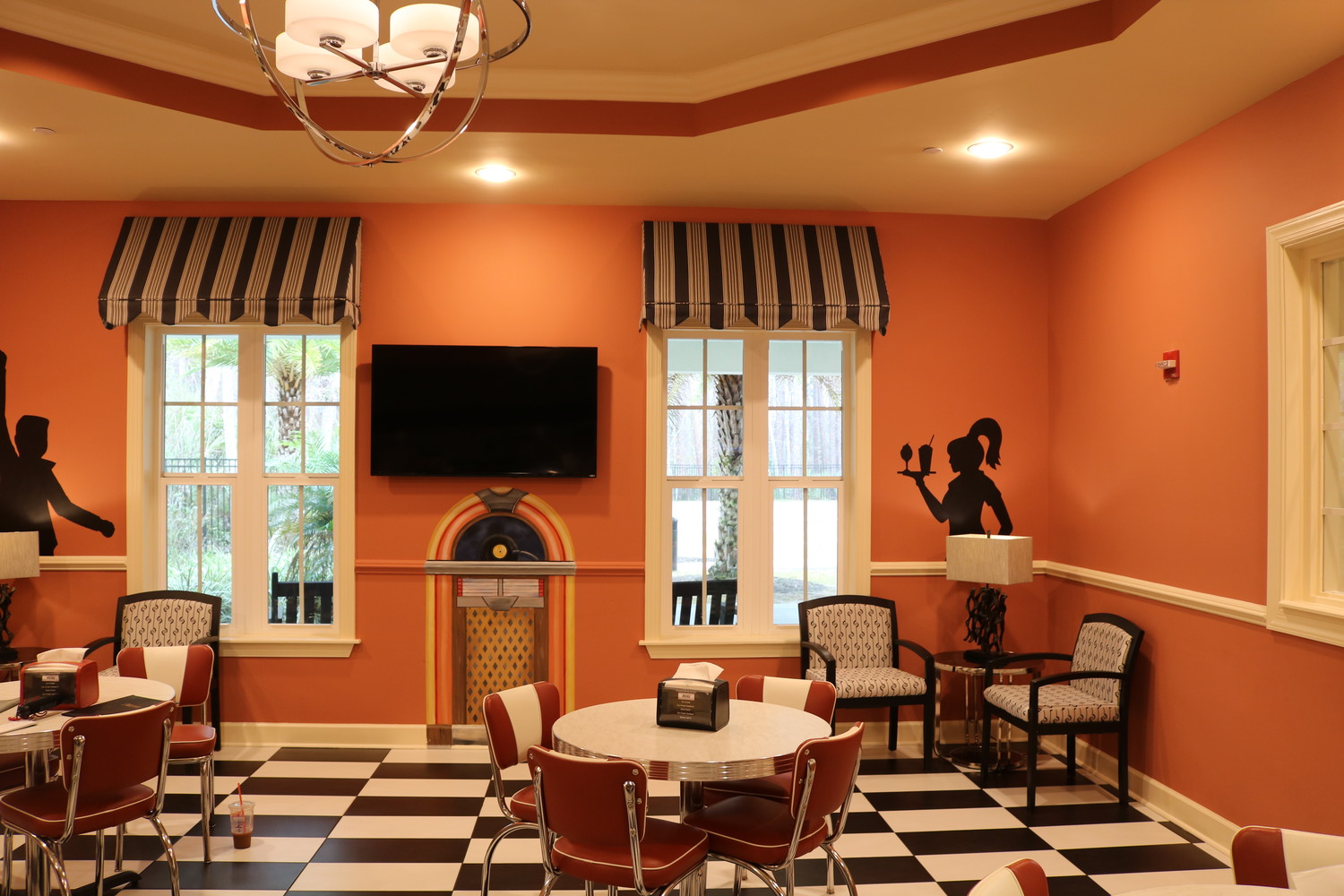 A restaurant-style dining area for residents at The Palms at Ponte Vedra