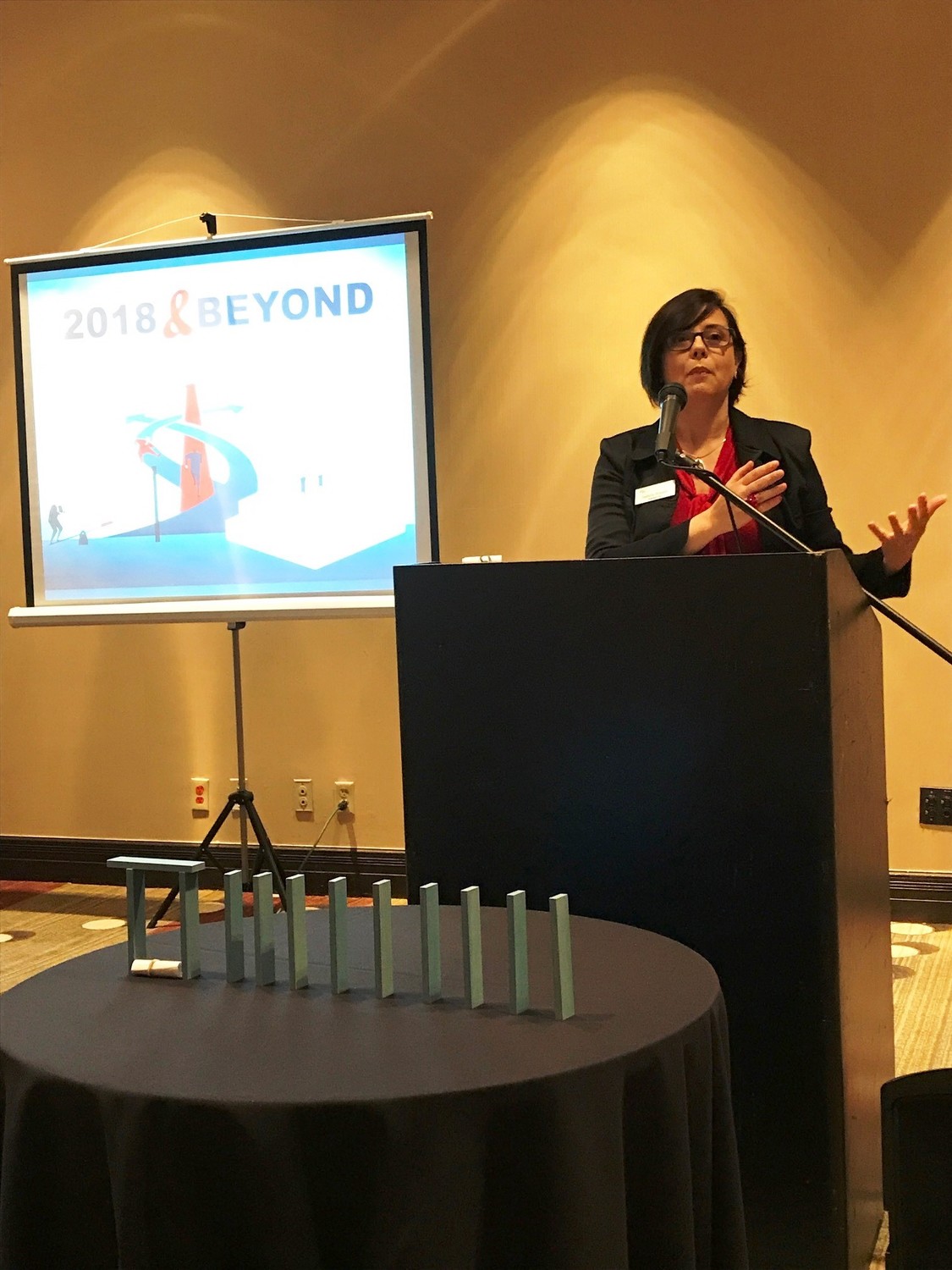St. Johns County Chamber of Commerce President/CEO Isabelle Renault presents the Chamber’s 2018 & Beyond plan Feb. 14 at Sawgrass Marriott Golf Resort & Spa in Ponte Vedra.