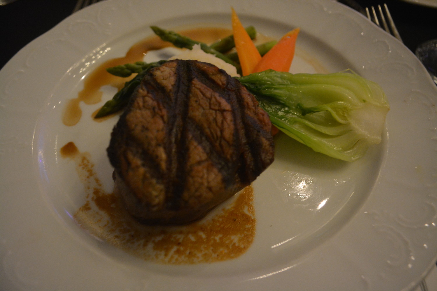 A filet mignon dinner is served at the Grand Anchor Gala.