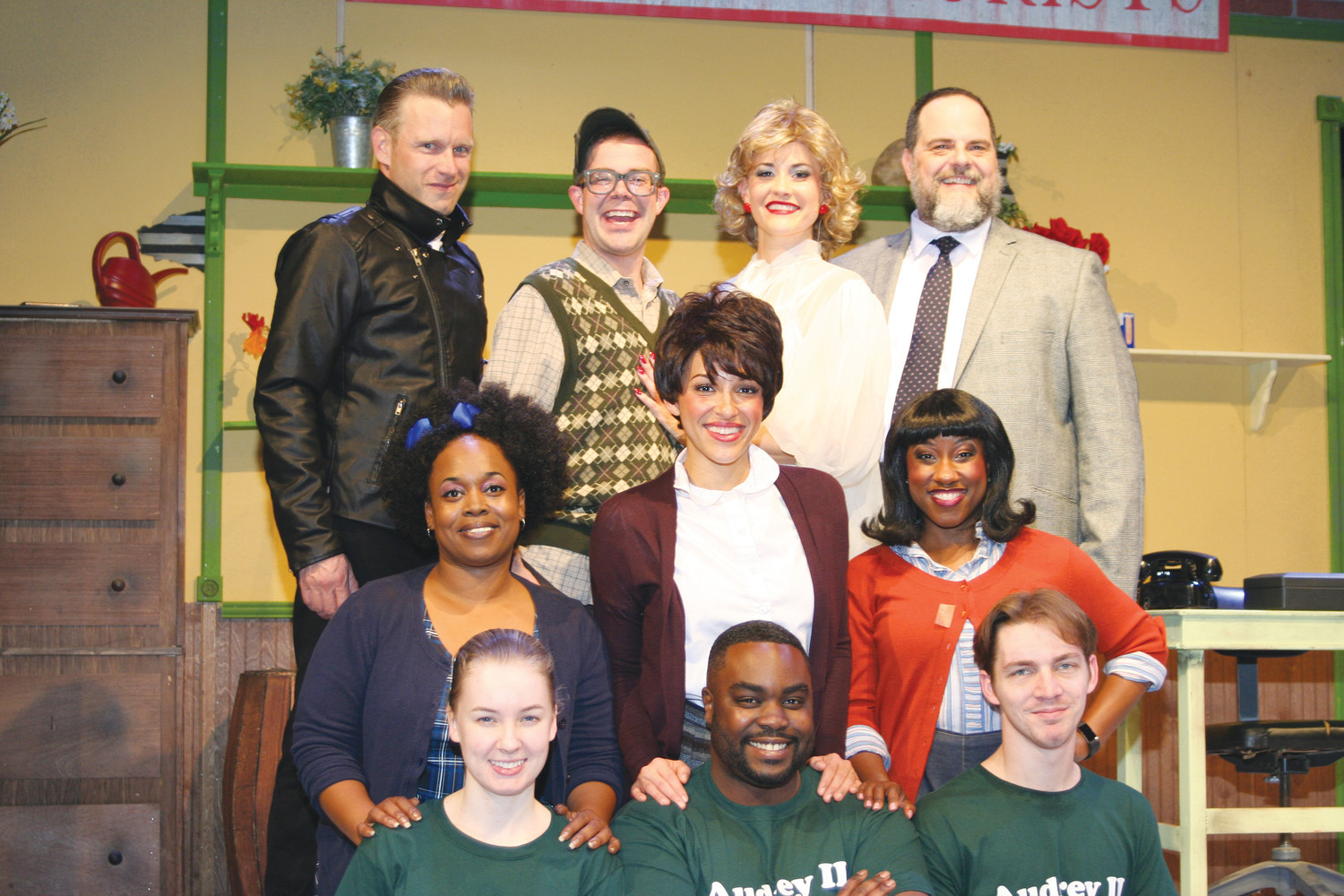 The cast of the Alhambra Theatre & Dining production of “Little Shop of Horrors”