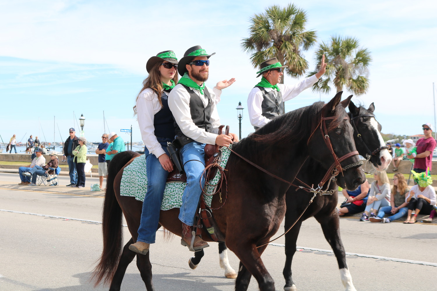 One of the horse units at the parade travels down Avenida Menendez.