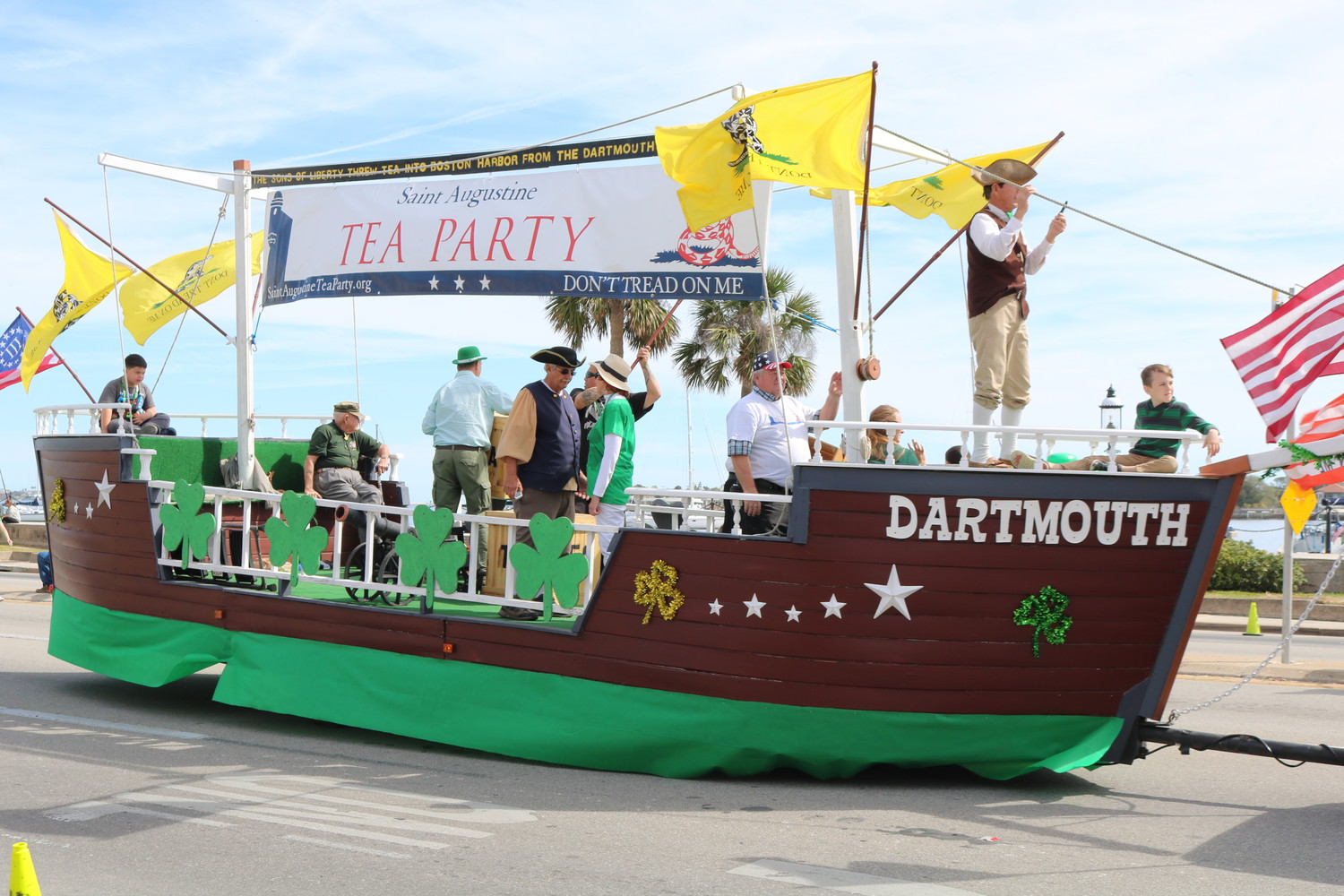 The St. Augustine Tea Party float travels along the parade route.