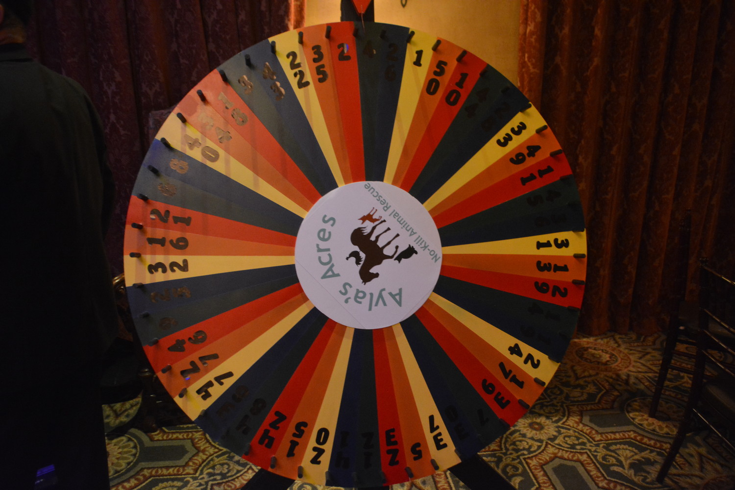 Guests won prizes if their ticket number corresponded with the number on the wheel.