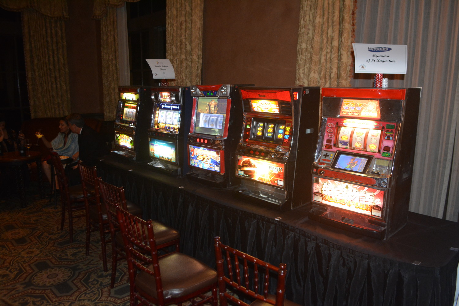 The slot machines at the Casino Night on the Greens event