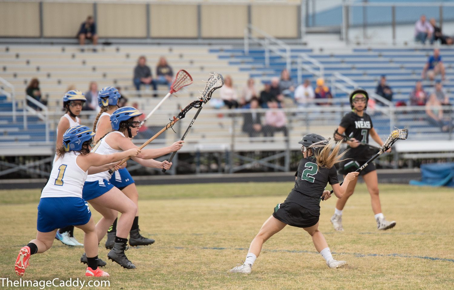 Nease’s Erin Cotter (2)  controls the ball during the Panthers’ 16-2 win over Menendez on Tuesday, March 6.