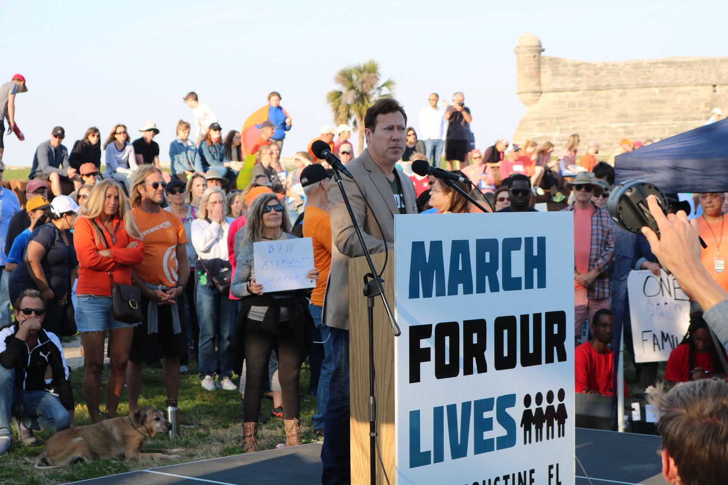 Ges Selmont, candidate for U.S. Congress 4th District, addresses the rally at the March for Our Lives event in St. Augustine on March 24.